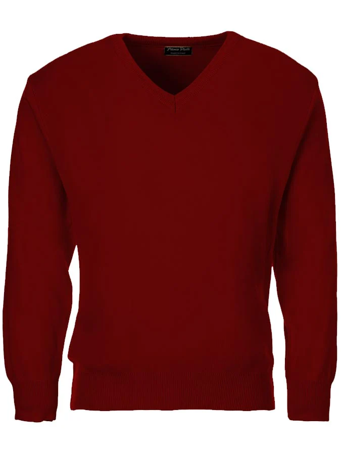 30% OFF - FRANCO PONTI Superfine V-Neck - Mens Italian Merino Blend - Red - Size: XL
