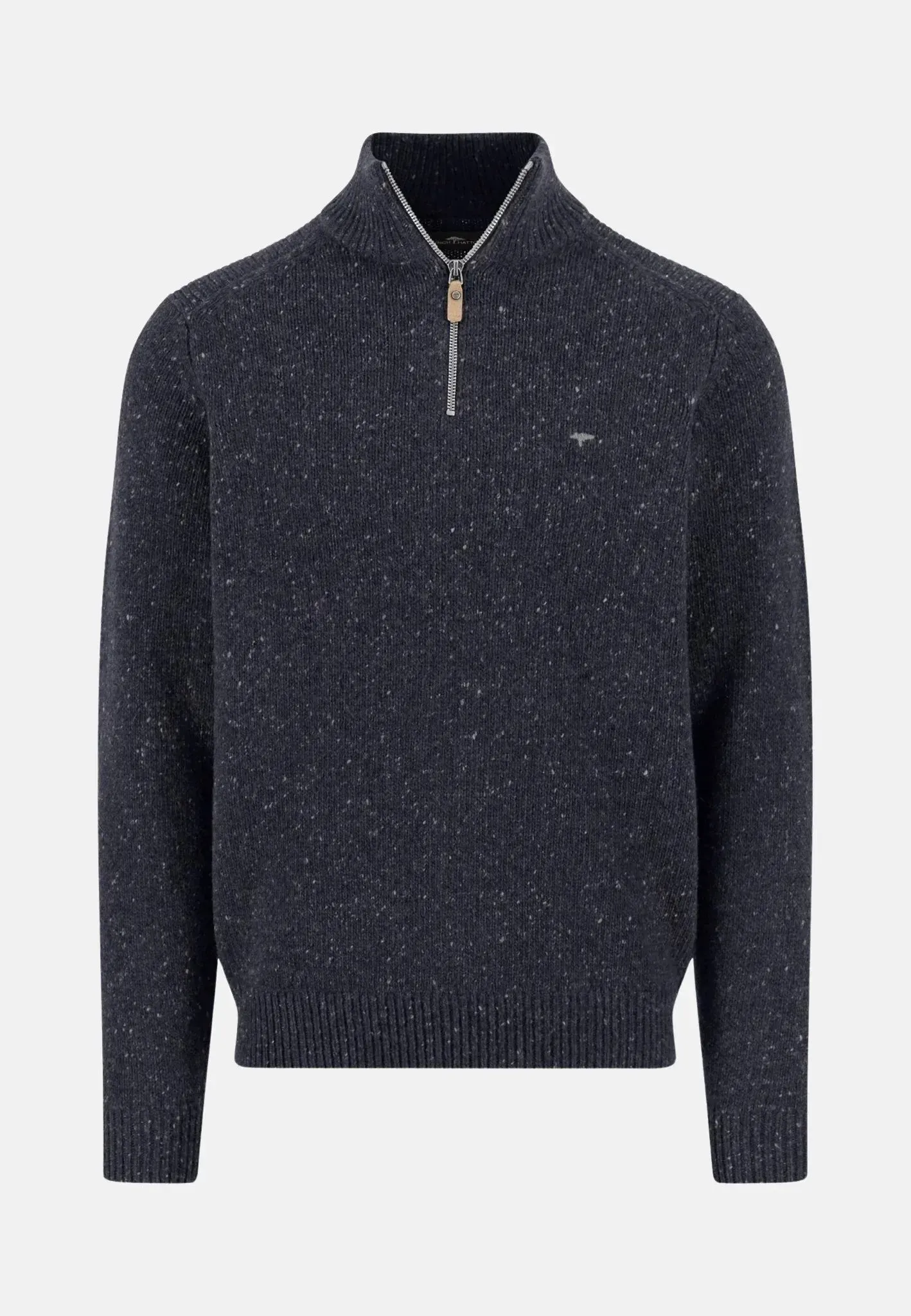50% OFF - FYNCH HATTON Troyer 1/4 Zip Donegal Wool Mix Knit - Men's - Navy - Size: SMALL