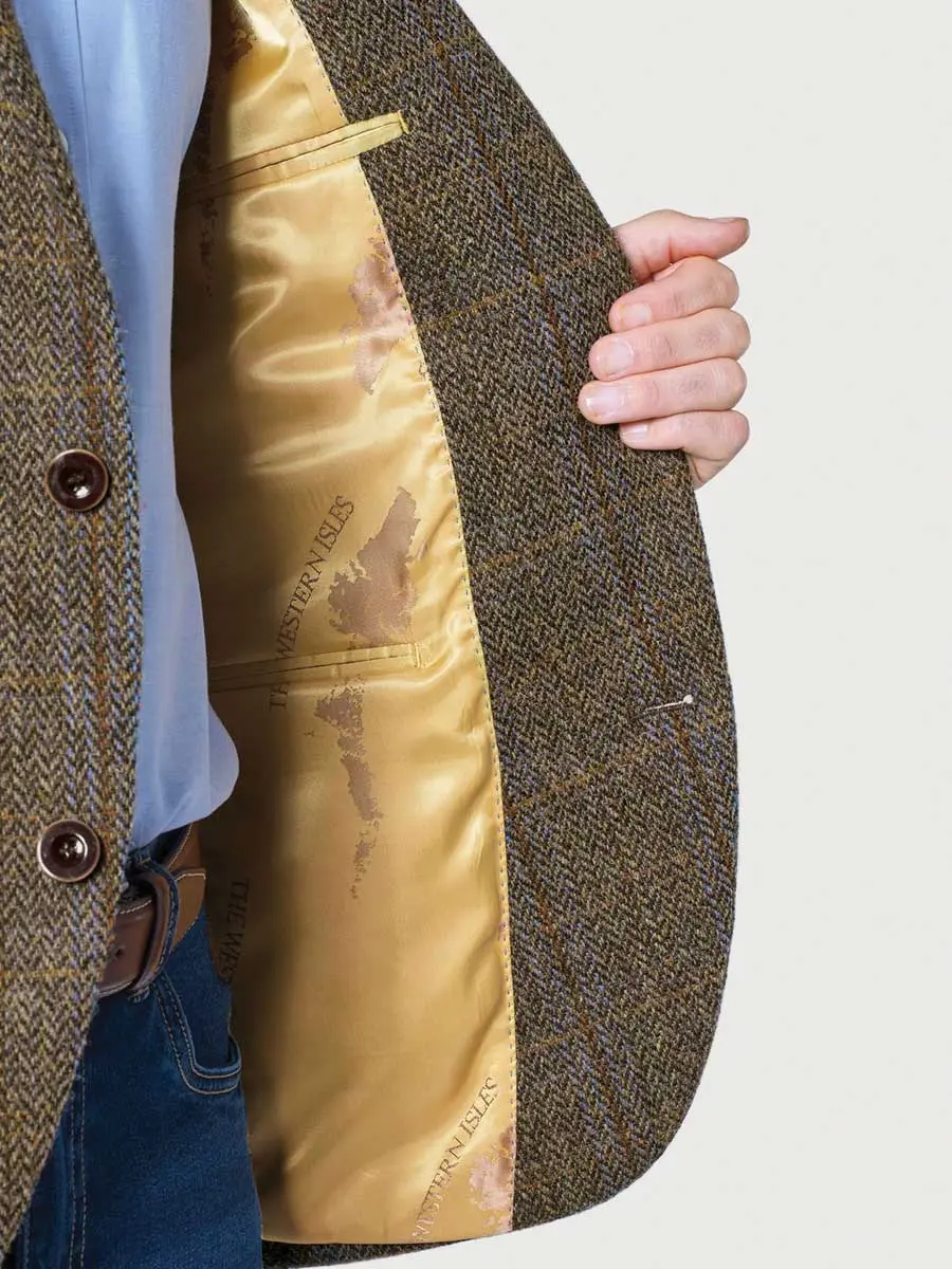 30% OFF - HARRIS TWEED Sumburgh Jacket - Mens - Mid-Brown with Check - Size: 52 REGULAR - Image 2