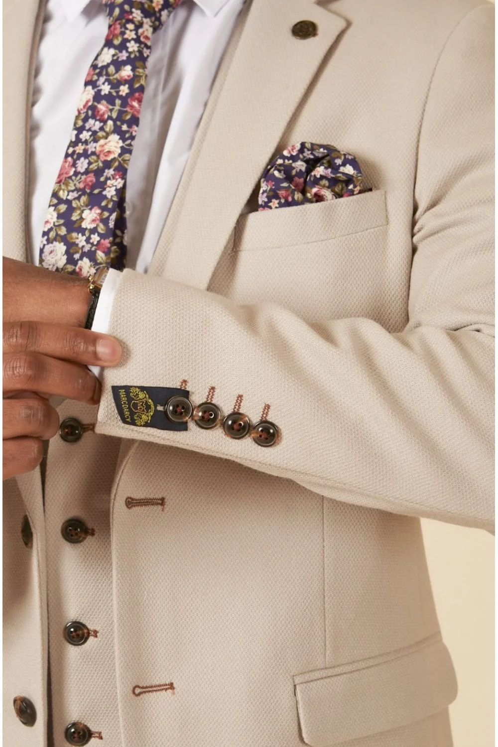 60% OFF - MARC DARCY HM5 Tailored Blazer - Mens Slim Fit - Stone - Sizes: 44 & 46 - Image 2