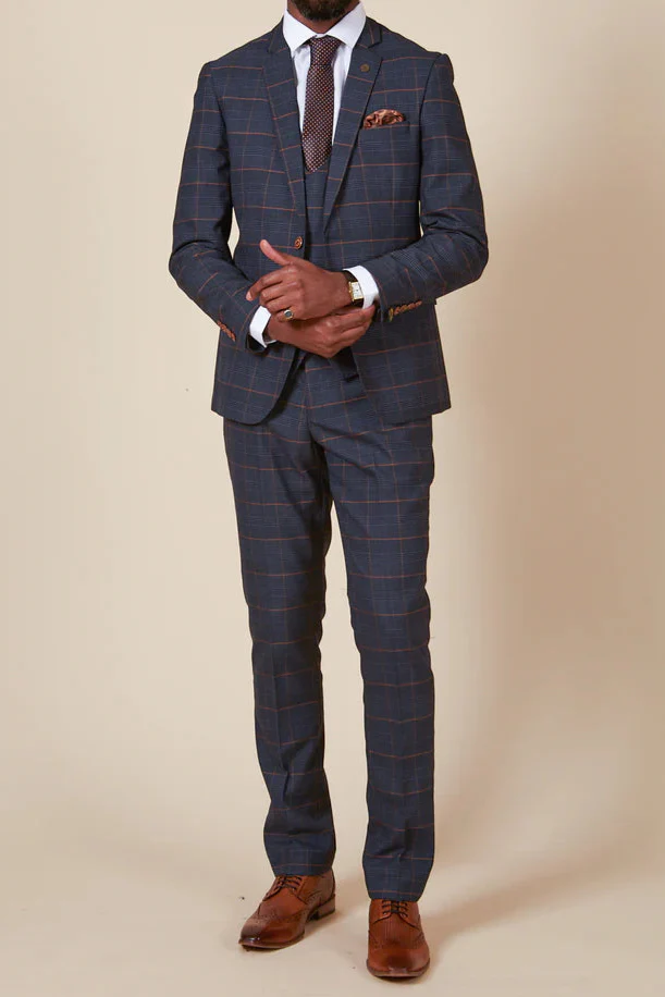 60% OFF - MARC DARCY Jenson Blazer - Mens Slim Fit - Marine Navy Check - Size: UK 34 - Image 4