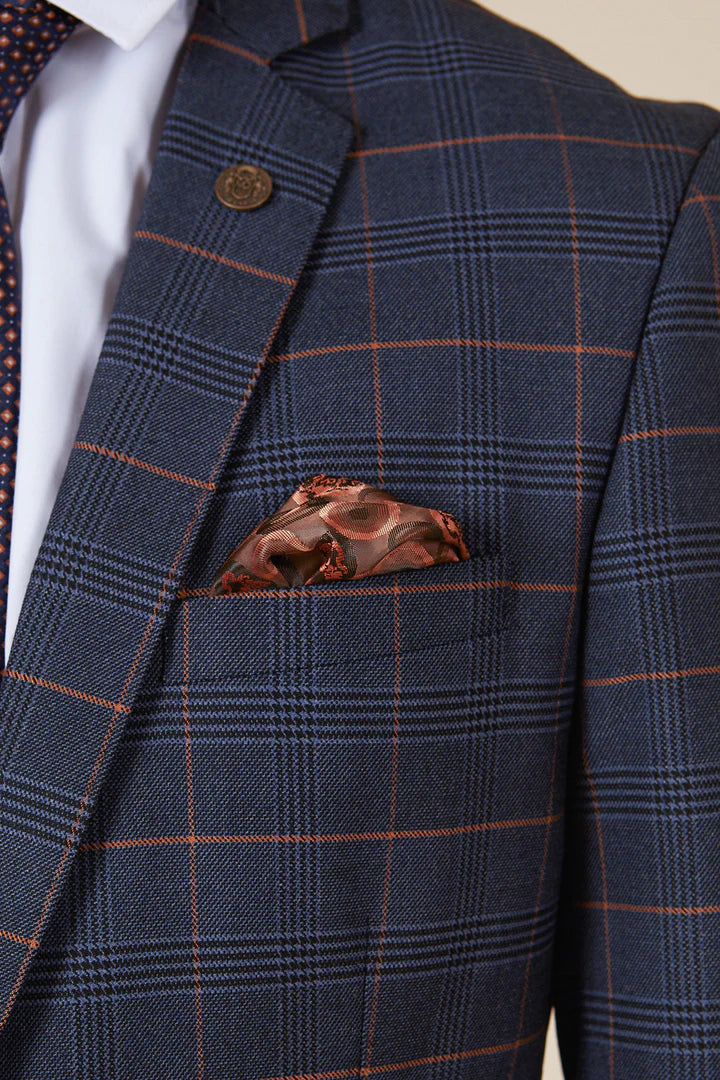 60% OFF - MARC DARCY Jenson Blazer - Mens Slim Fit - Marine Navy Check - Size: UK 34 - Image 5