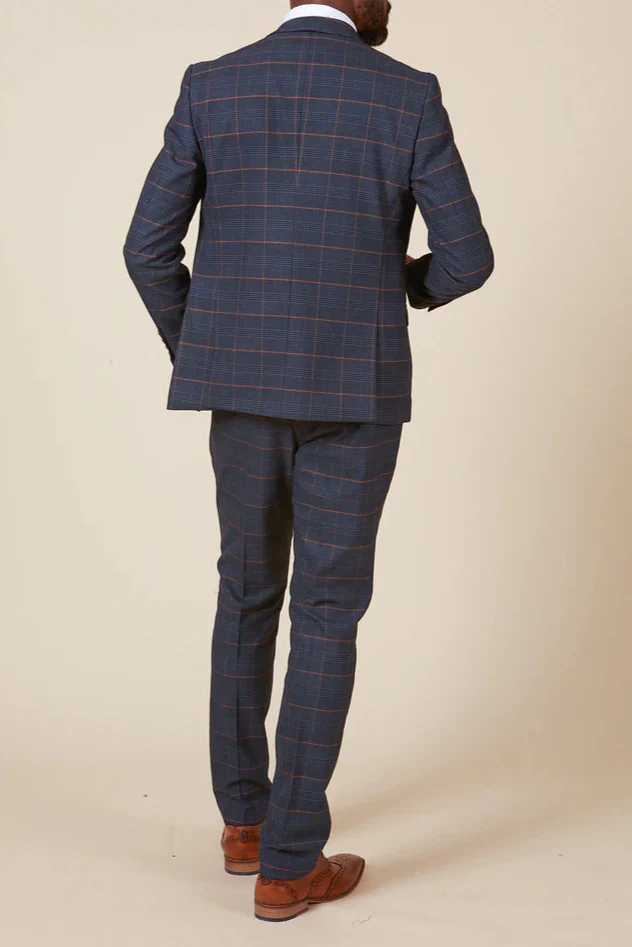 60% OFF - MARC DARCY Jenson Blazer - Mens Slim Fit - Marine Navy Check - Size: UK 34 - Image 6