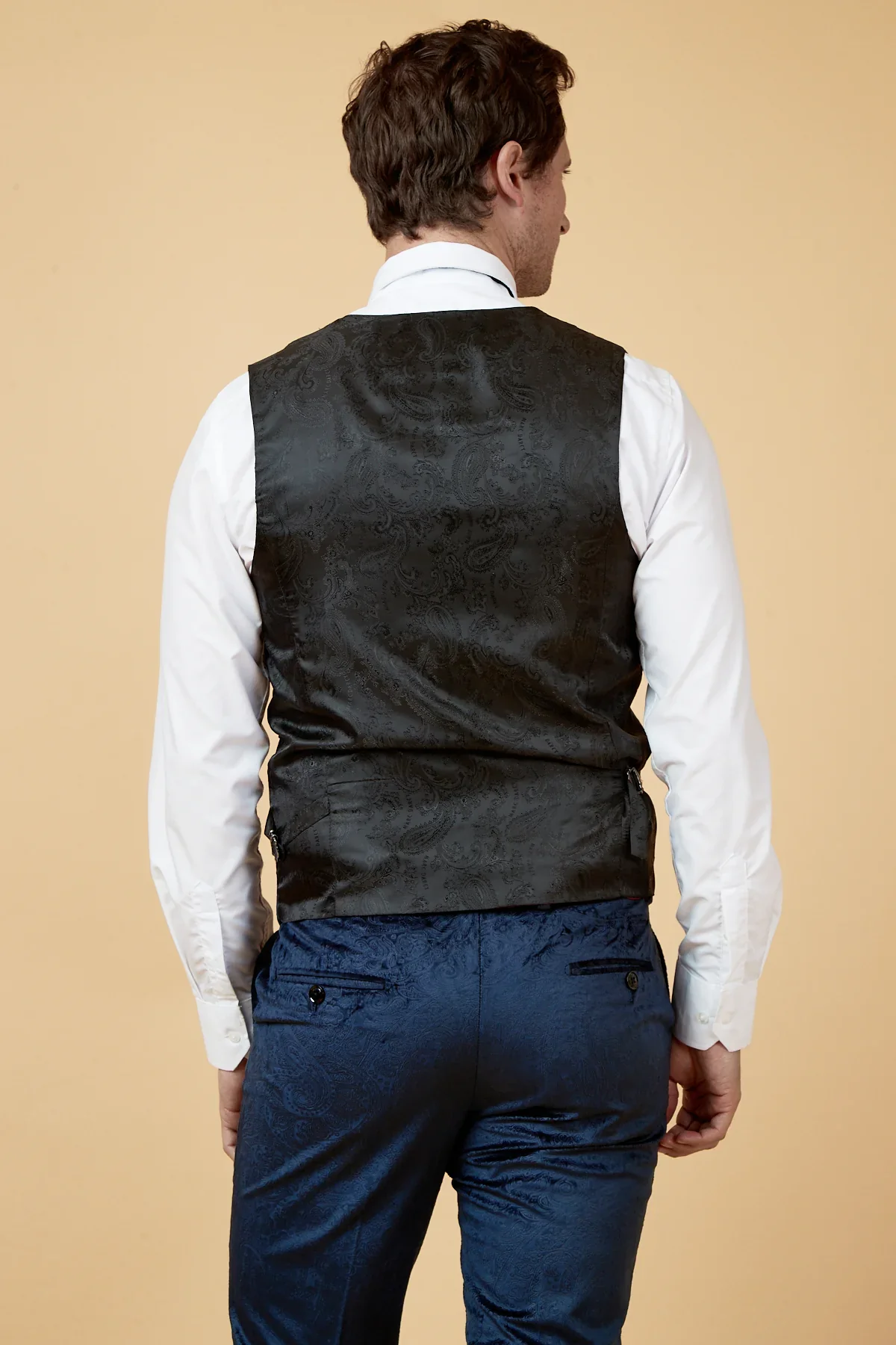 60% OFF - MARC DARCY Men's Simon Velvet Jacquard Waistcoat - Navy - Size: UK 40 - Image 3