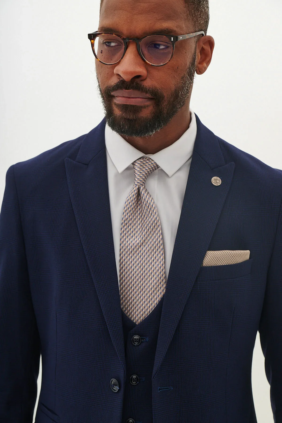 50% OFF - MARC DARCY Bromley Blazer - Mens Slim Fit - Navy Check - Size: UK 38 Regular - Image 2