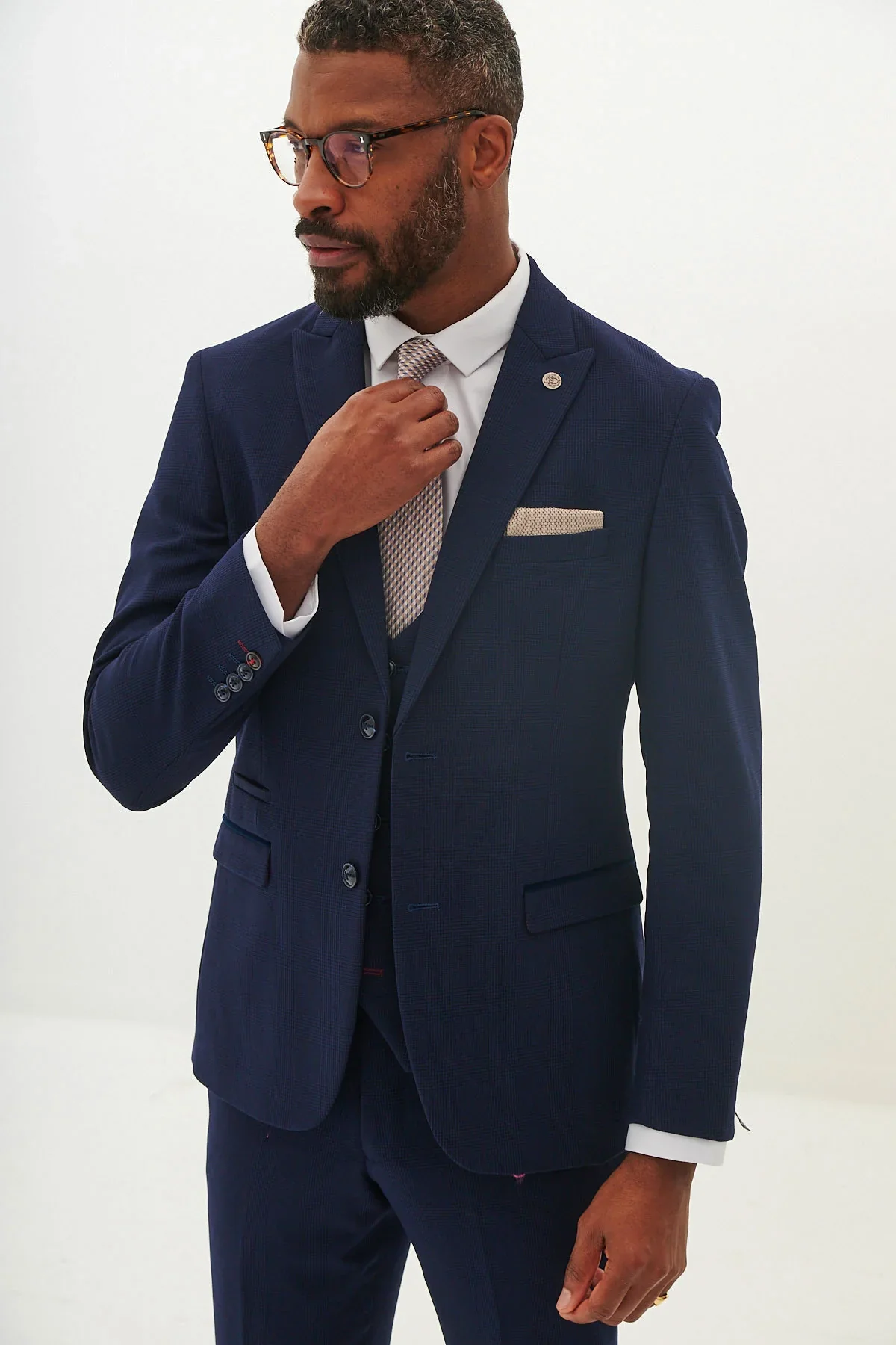 50% OFF - MARC DARCY Bromley Blazer - Mens Slim Fit - Navy Check - Size: UK 38 Regular - Image 3