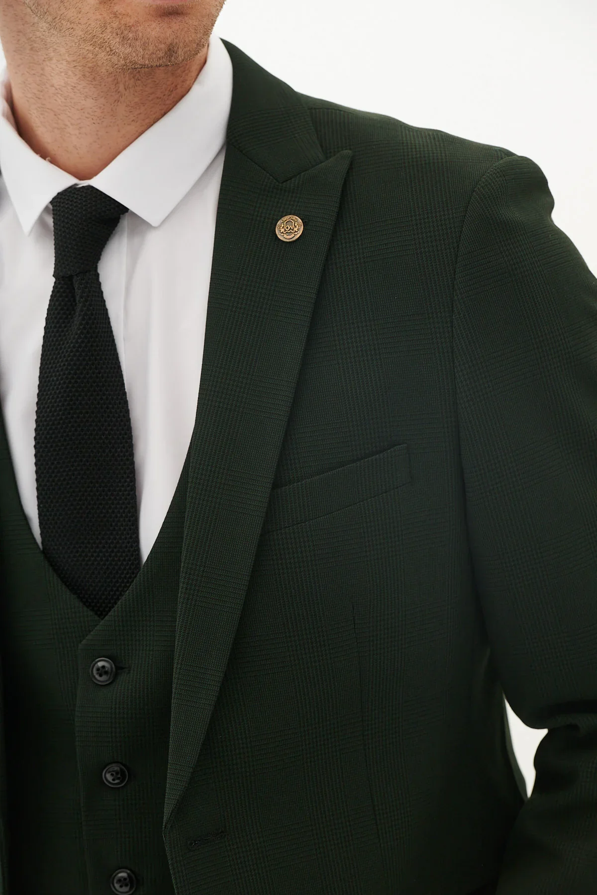 50% OFF - MARC DARCY Bromley Blazer - Mens Slim Fit - Olive Green Check - Size: 40 Regular - Image 2