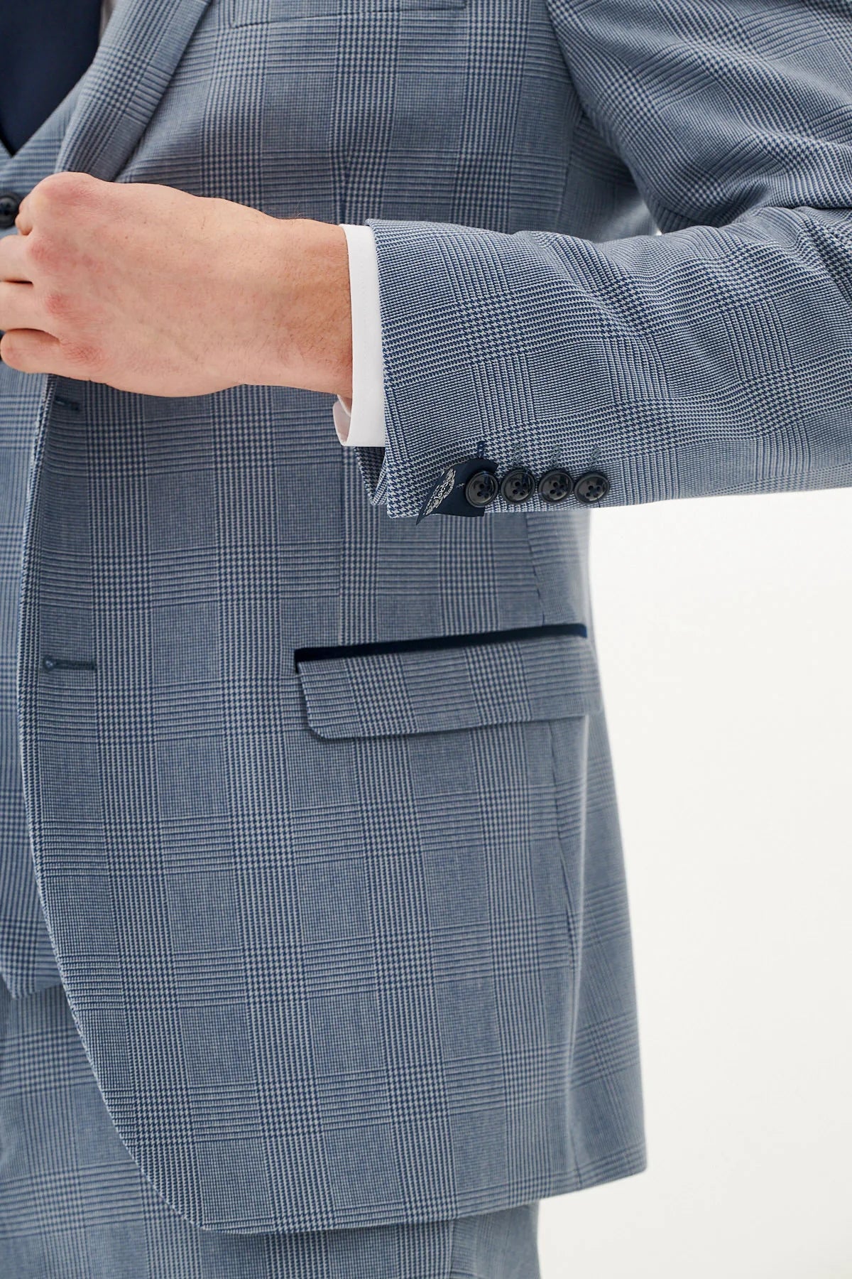 50% OFF - MARC DARCY Bromley Blazer - Mens Slim Fit - Sky Blue Check - Size: UK 36 Regular - Image 2