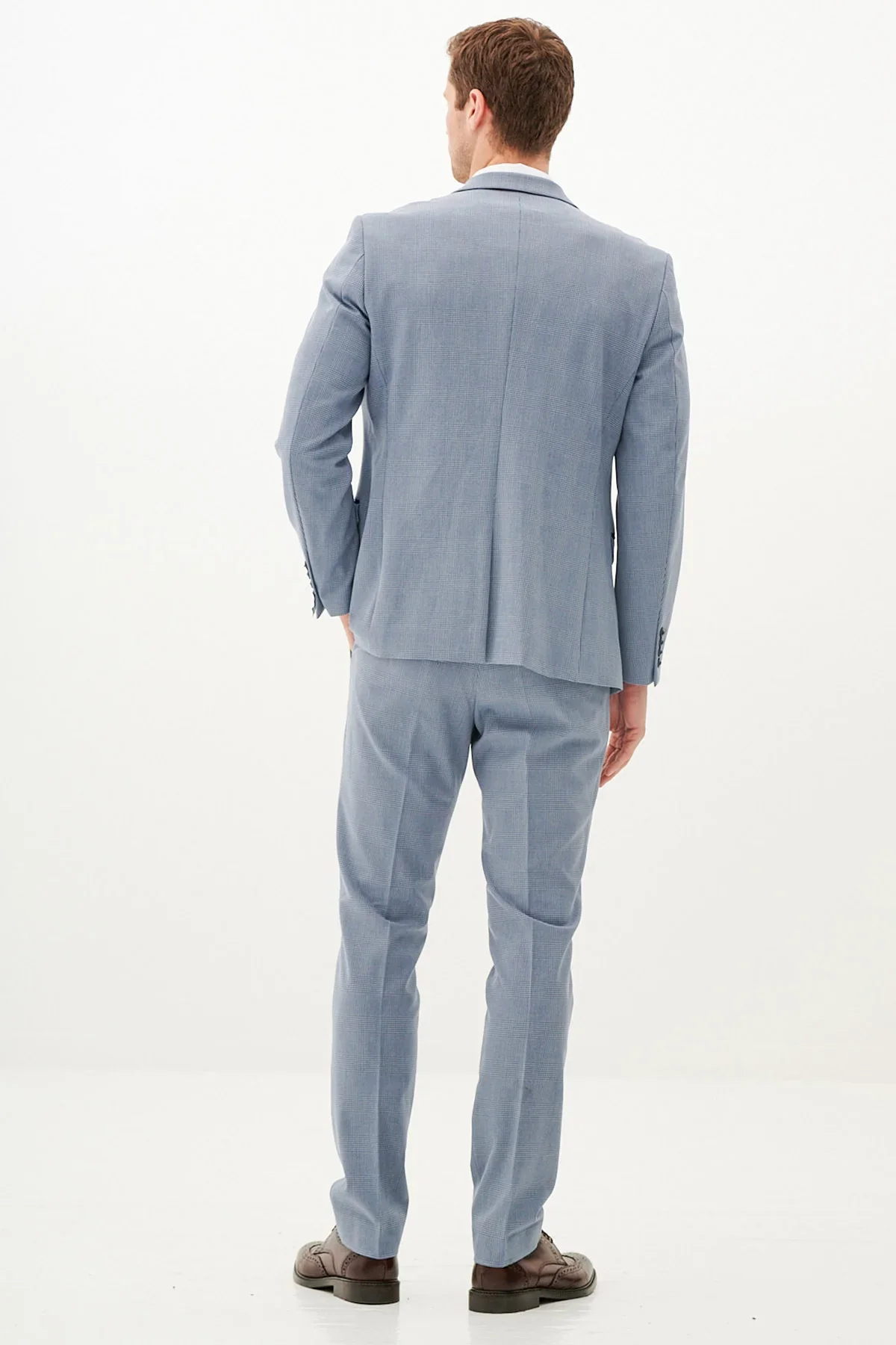 50% OFF - MARC DARCY Bromley Blazer - Mens Slim Fit - Sky Blue Check - Size: UK 36 Regular - Image 3