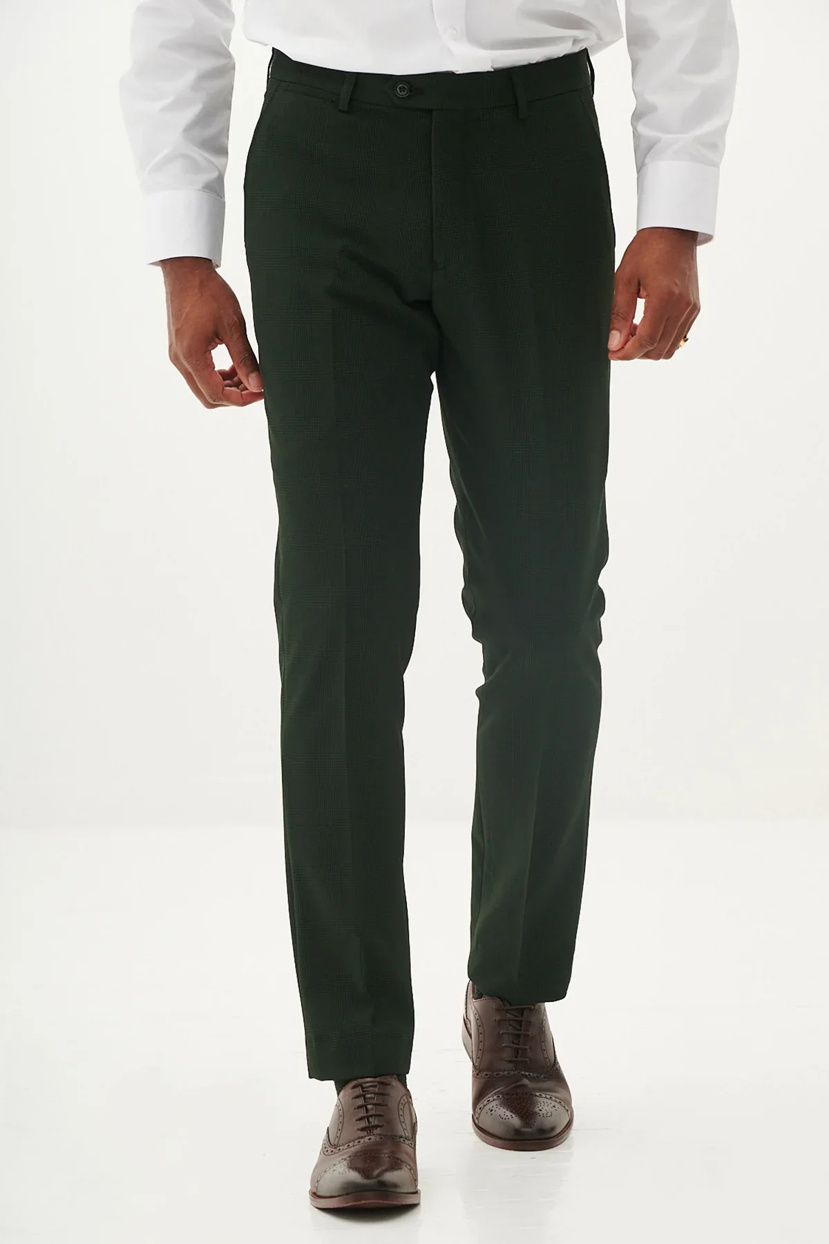 50% OFF - MARC DARCY Bromley Tailored Trousers - Olive Green Check - Size: UK 30 Regular