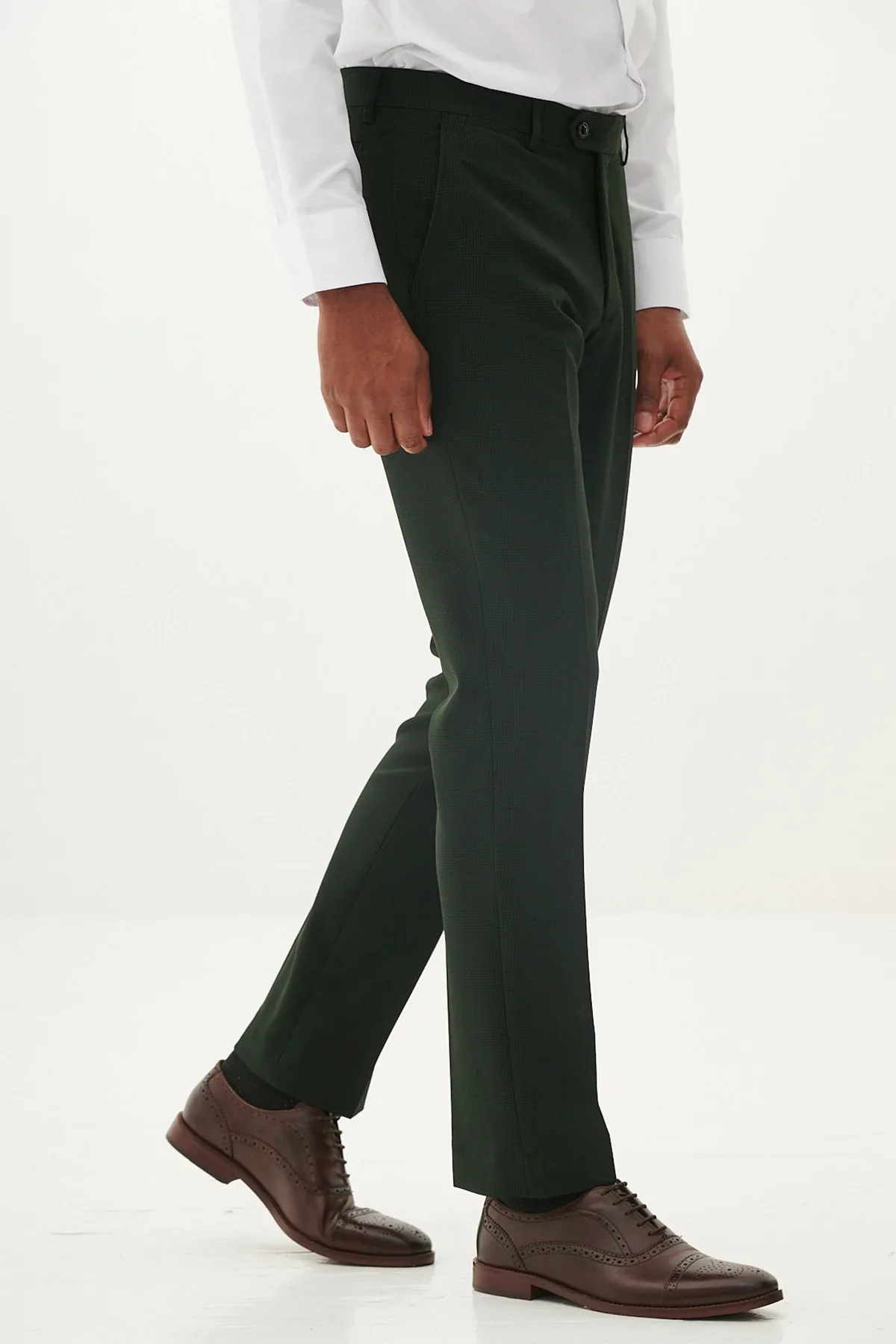 50% OFF - MARC DARCY Bromley Tailored Trousers - Olive Green Check - Size: UK 30 Regular - Image 2