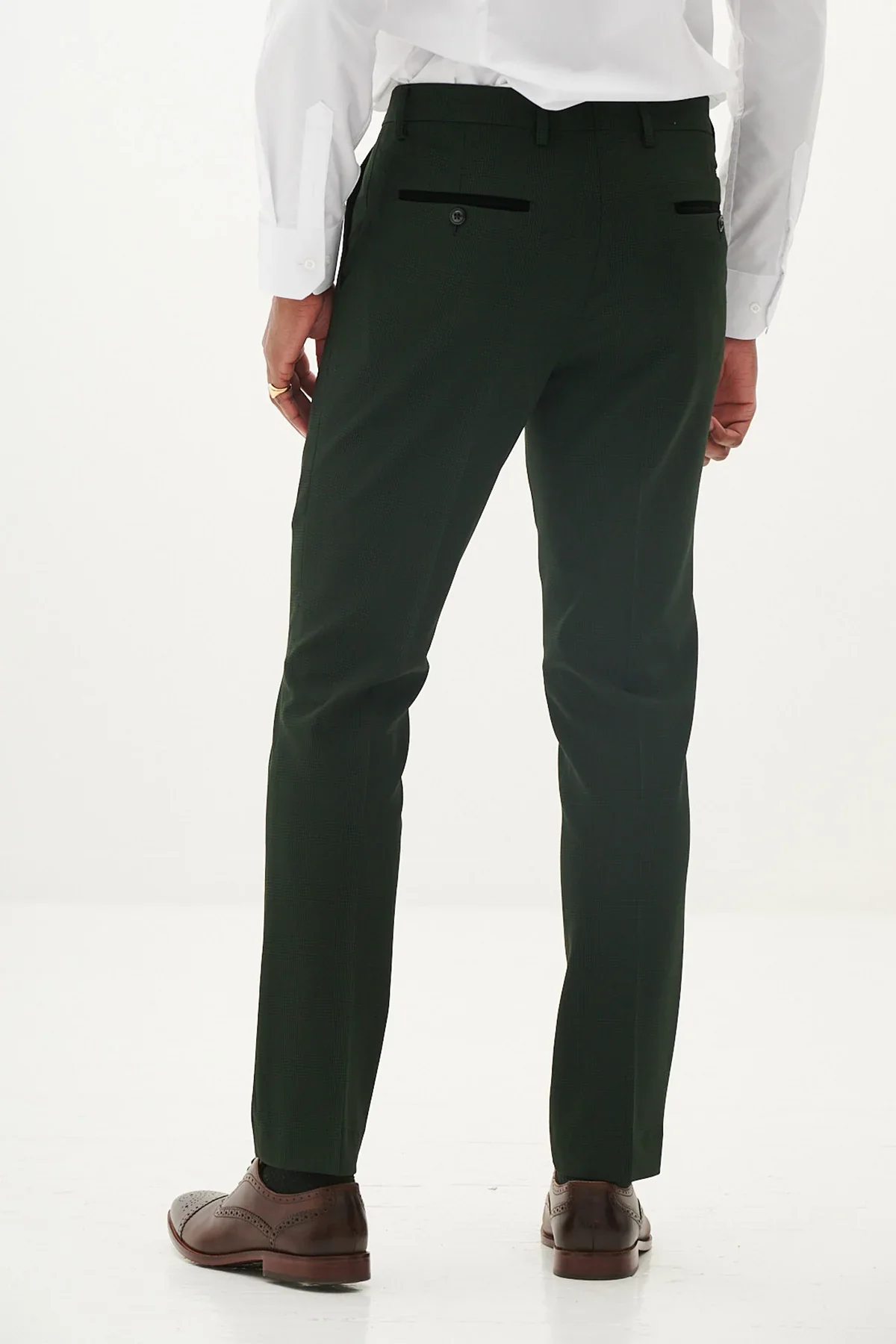 50% OFF - MARC DARCY Bromley Tailored Trousers - Olive Green Check - Size: UK 30 Regular - Image 3