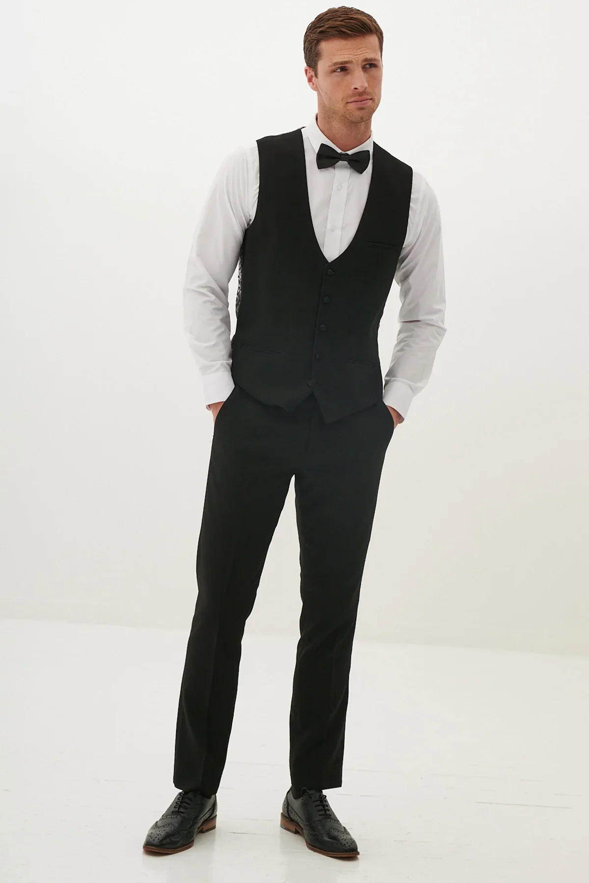 60% OFF - MARC DARCY Dalton Single Breasted Waistcoat - Black Diamond - Size: UK 40 Regular - Image 6