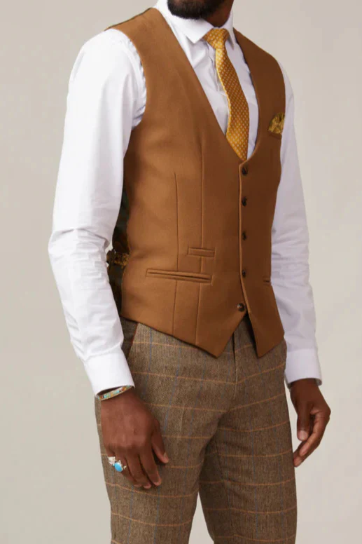 50% OFF - MARC DARCY Men's Kelvin Single Breasted Waistcoat - Tan - Size: UK 48 - Image 6