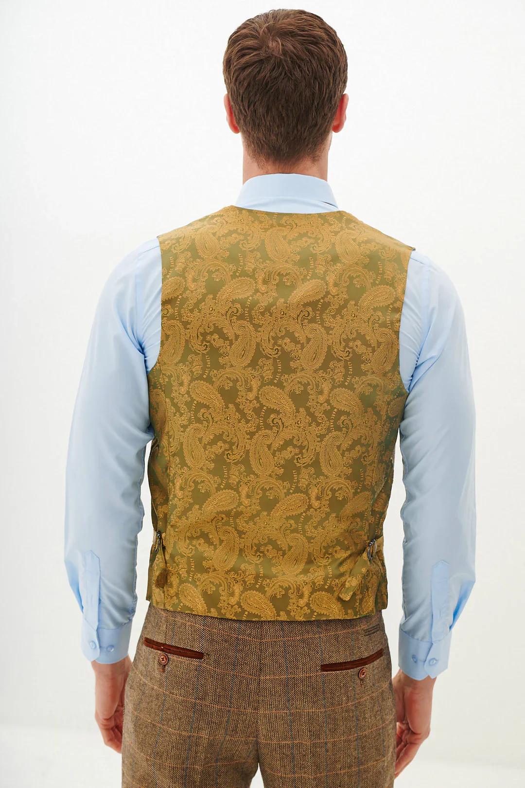 50% OFF - MARC DARCY Men's Ted Single Breasted Waistcoat - Tan Check - Size: UK 52 - Image 3