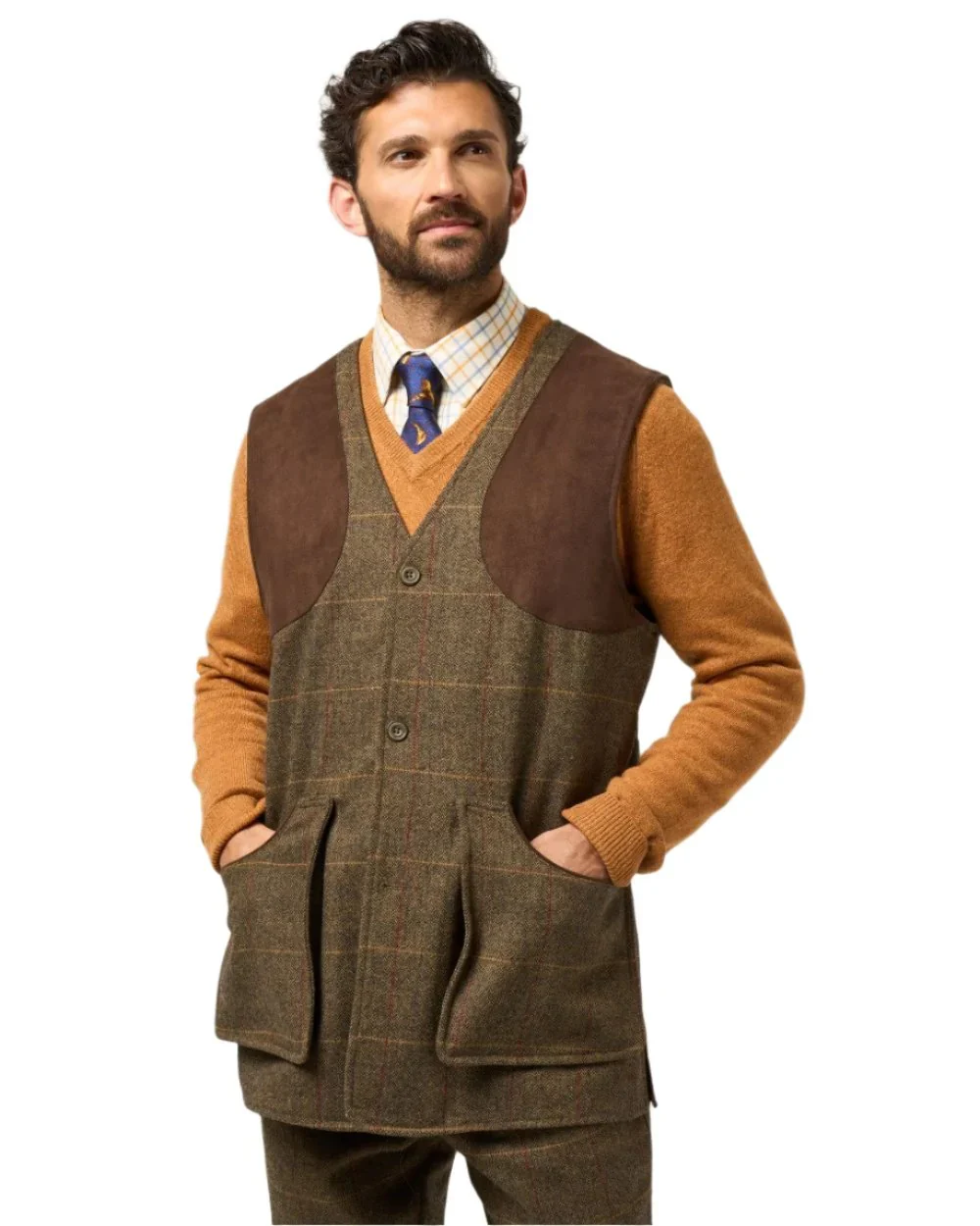 ALAN PAINE Combrook Mens Shooting Waistcoat - Teak - Image 4
