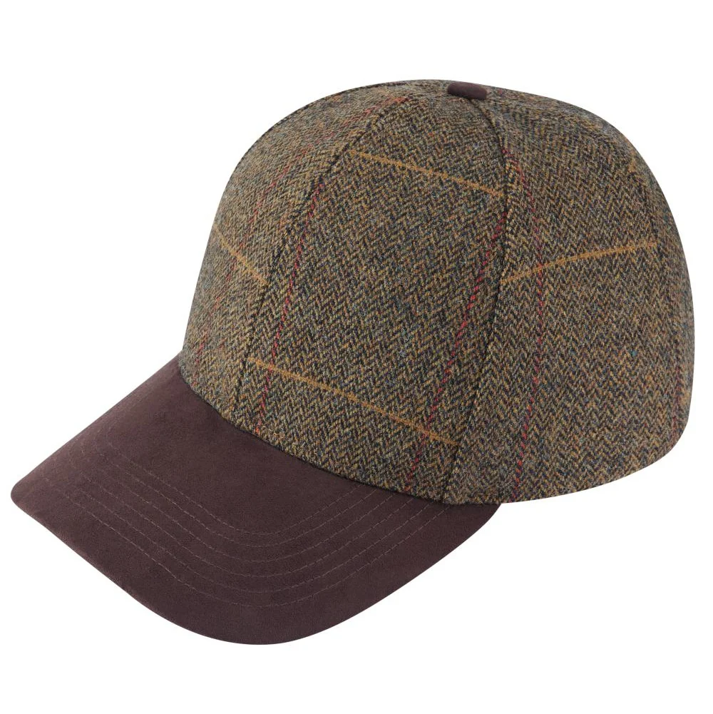 ALAN PAINE Combrook Mens Tweed Baseball Cap - Teak