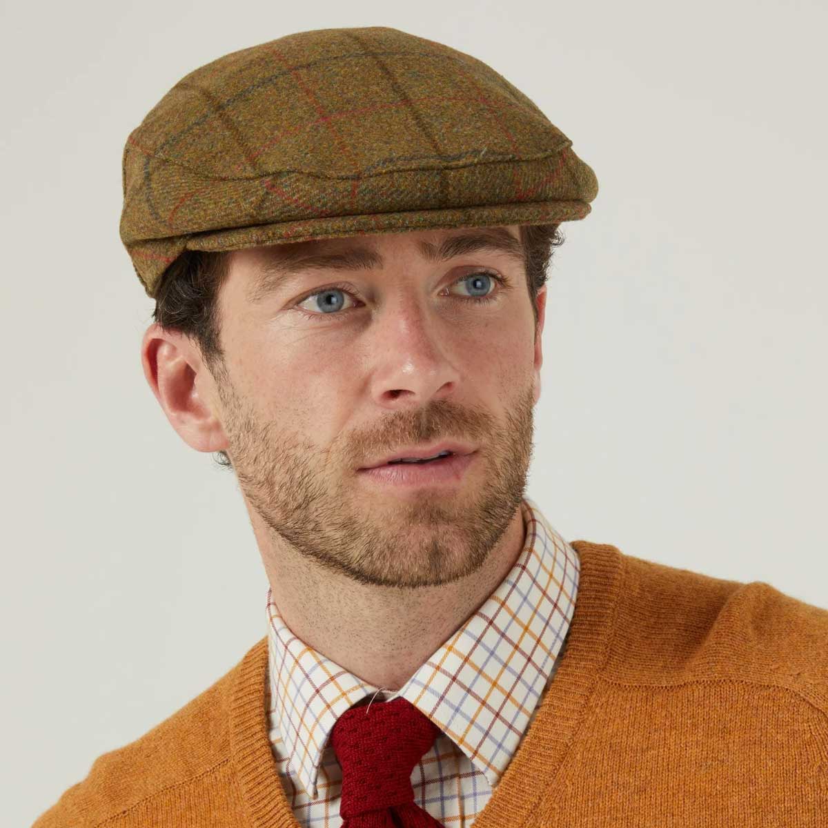 ALAN PAINE Combrook Mens Tweed Flat Cap - Thyme - Image 2