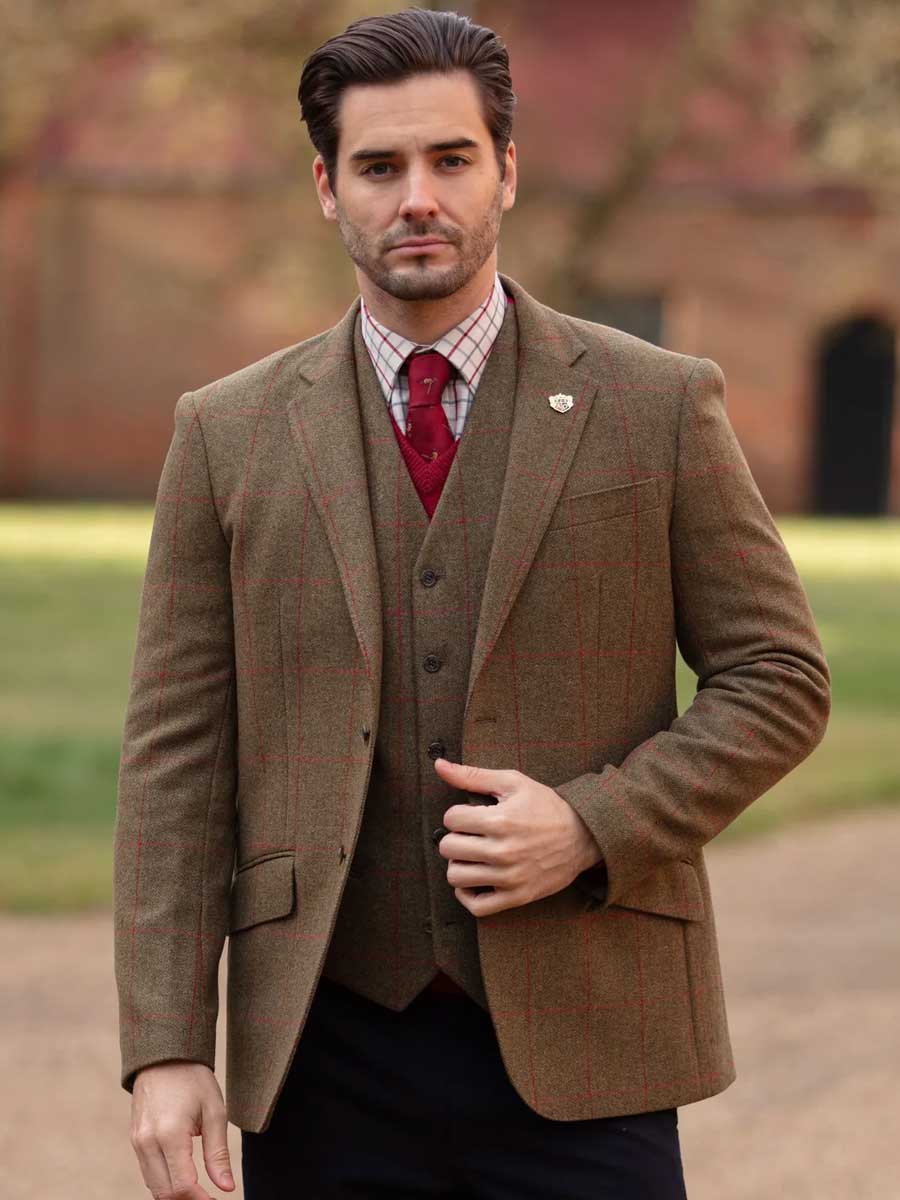 ALAN PAINE Combrook Mens Tweed Sports Blazer - Sage - Image 2
