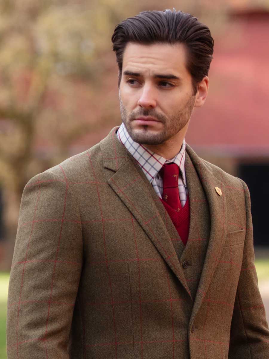 ALAN PAINE Combrook Mens Tweed Sports Blazer - Sage - Image 3