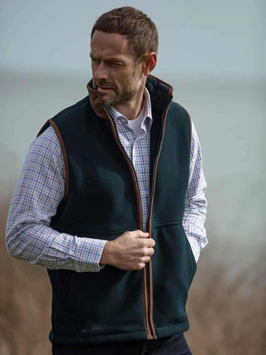 ALAN PAINE Aylsham Mens Fleece Gilet - Dark Navy - Image 3