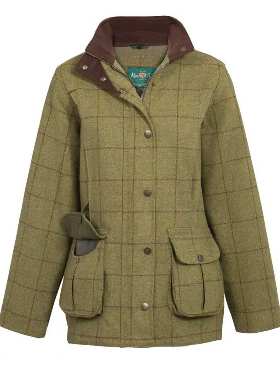 ALAN PAINE Rutland Shooting Coat - Ladies Tweed Waterproof - Lichen - Image 3