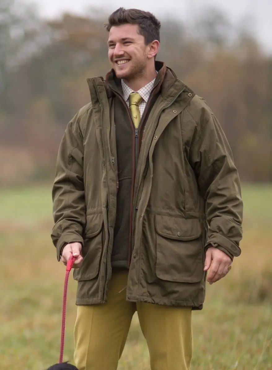 ALAN PAINE Dunswell Mens Waterproof Field Coat - Olive - Image 2