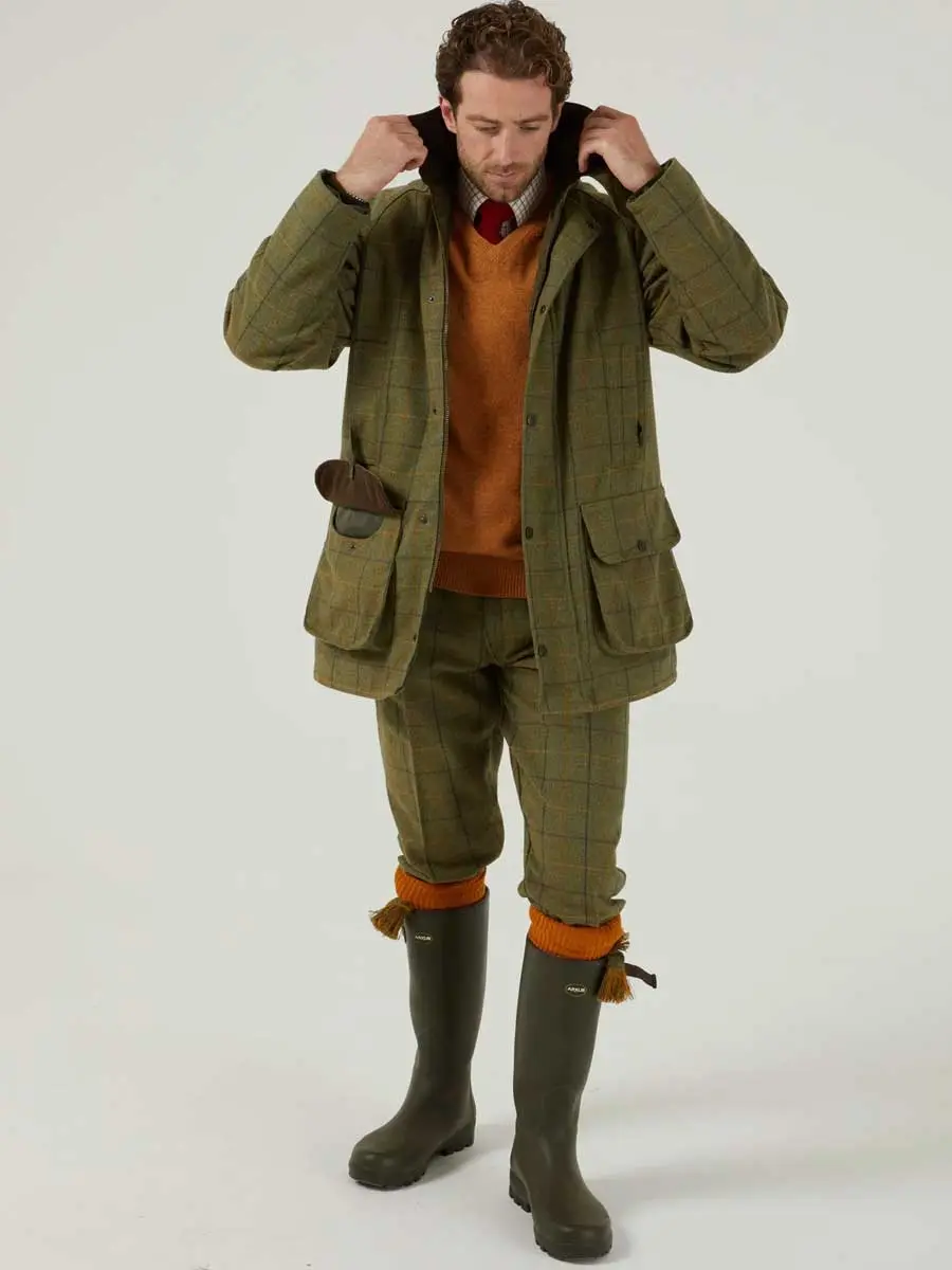 ALAN PAINE Rutland Mens Waterproof Shooting Coat - Dark Moss - Image 3