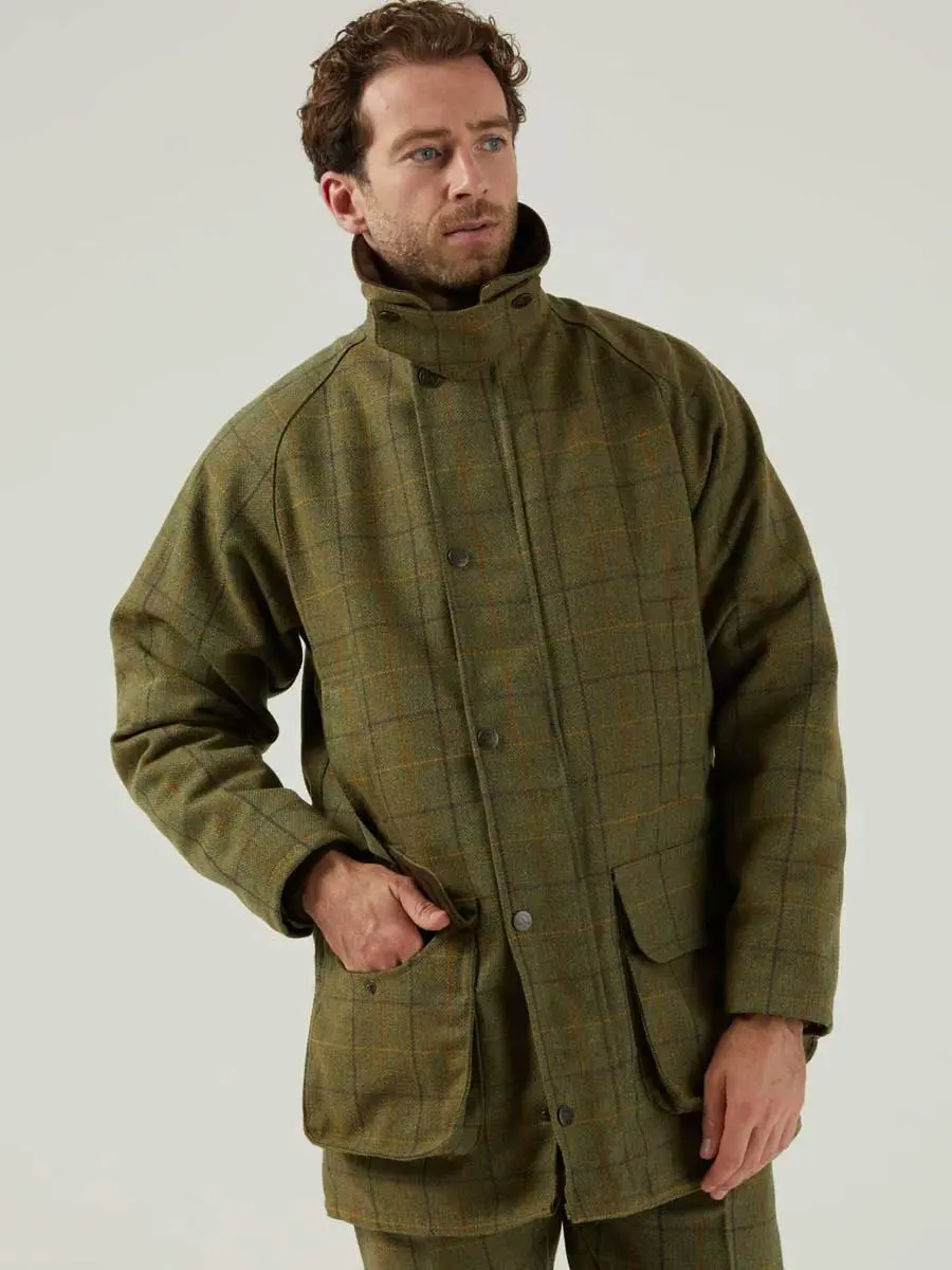 ALAN PAINE Rutland Mens Waterproof Shooting Coat - Dark Moss - Image 4