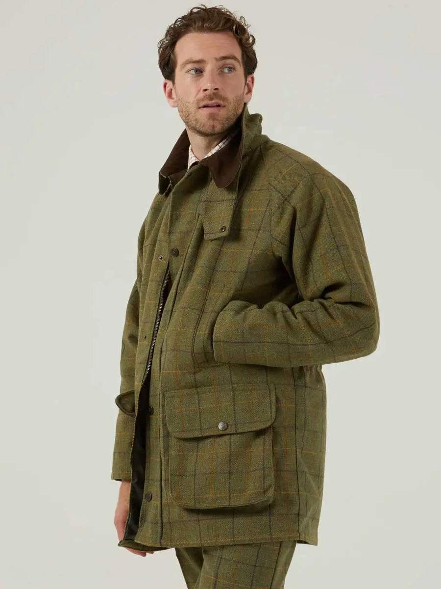 ALAN PAINE Rutland Mens Waterproof Shooting Coat - Dark Moss - Image 5