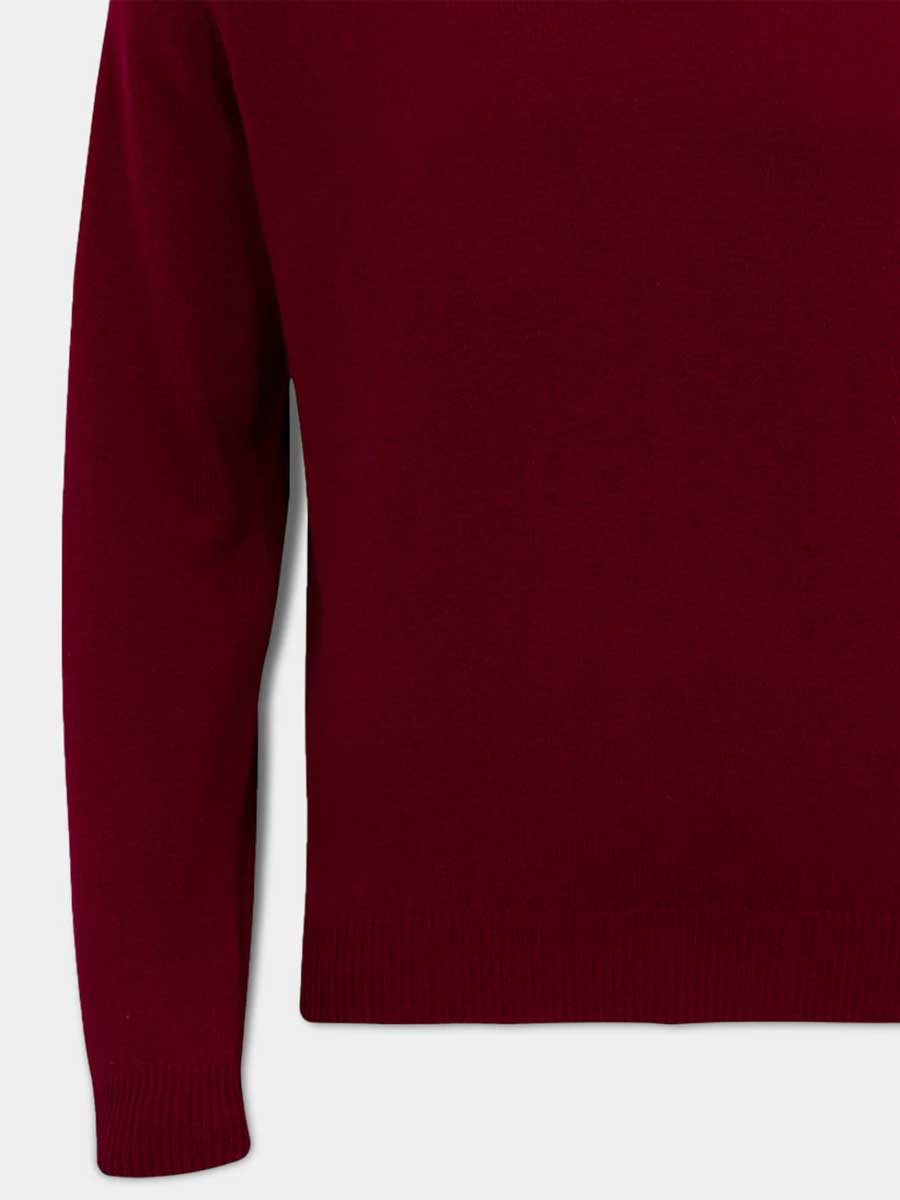 ALAN PAINE Streetly Men's V Neck Lambswool Jumper - Bordeaux - Image 3