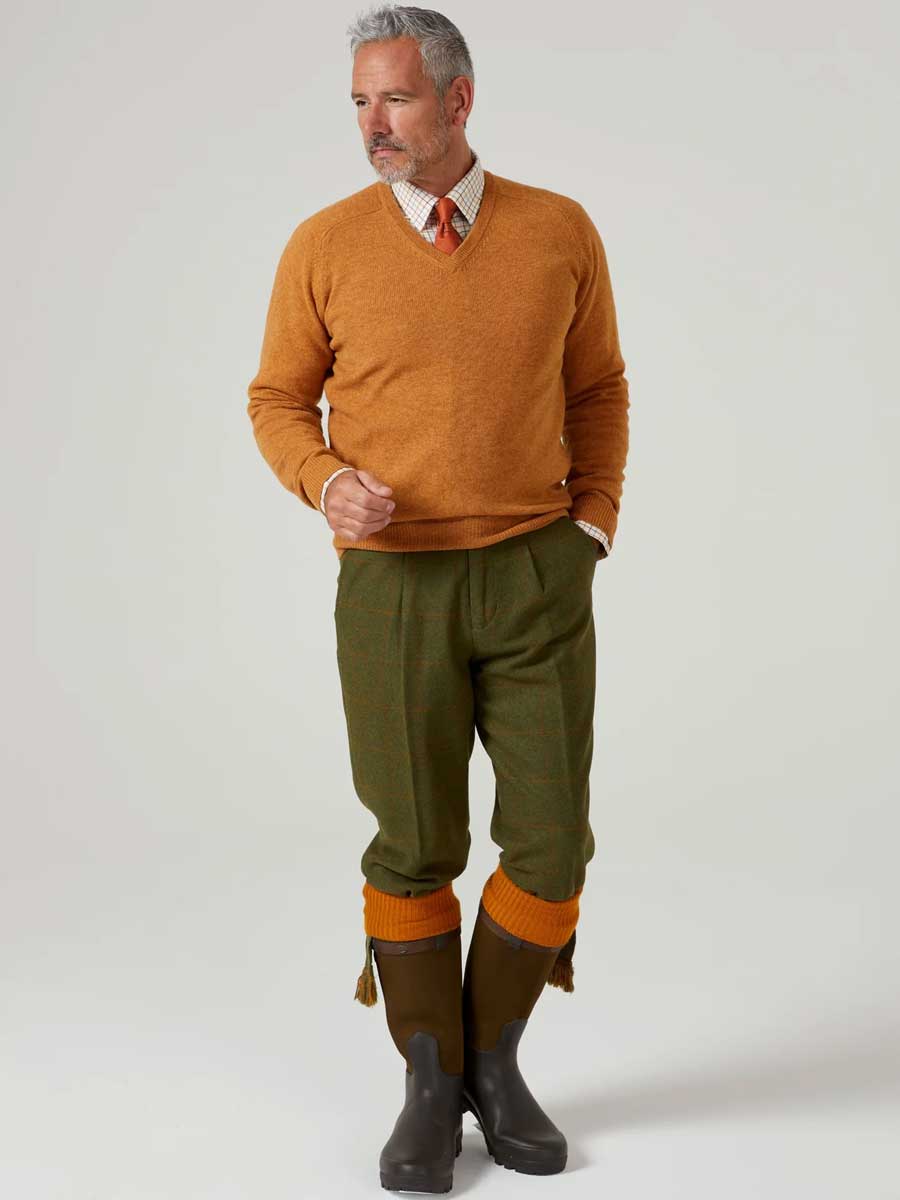 ALAN PAINE Streetly Men's V Neck Lambswool Jumper - Gazelle - Image 3