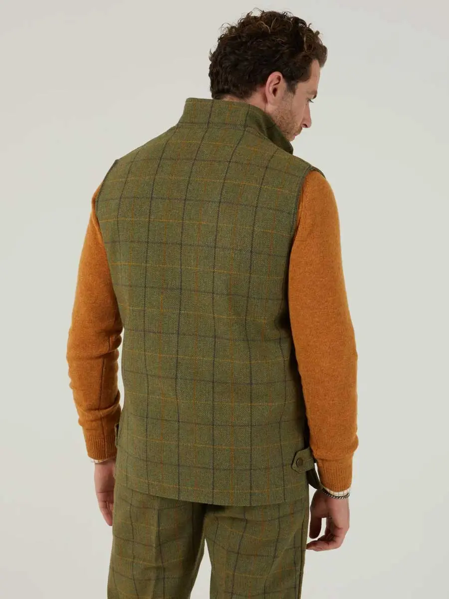 ALAN PAINE Rutland Mens Zip Waistcoat - Dark Moss - Image 4