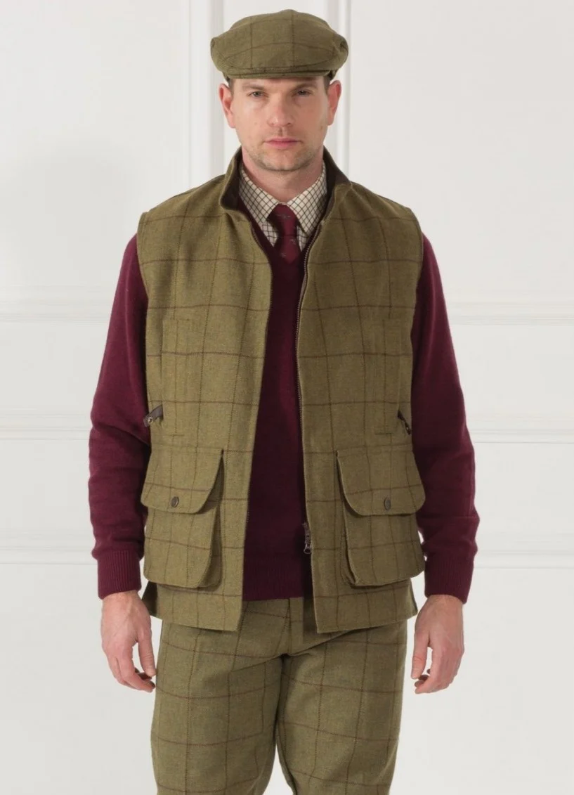 ALAN PAINE Rutland Mens Zip Waistcoat - Lichen - Image 3