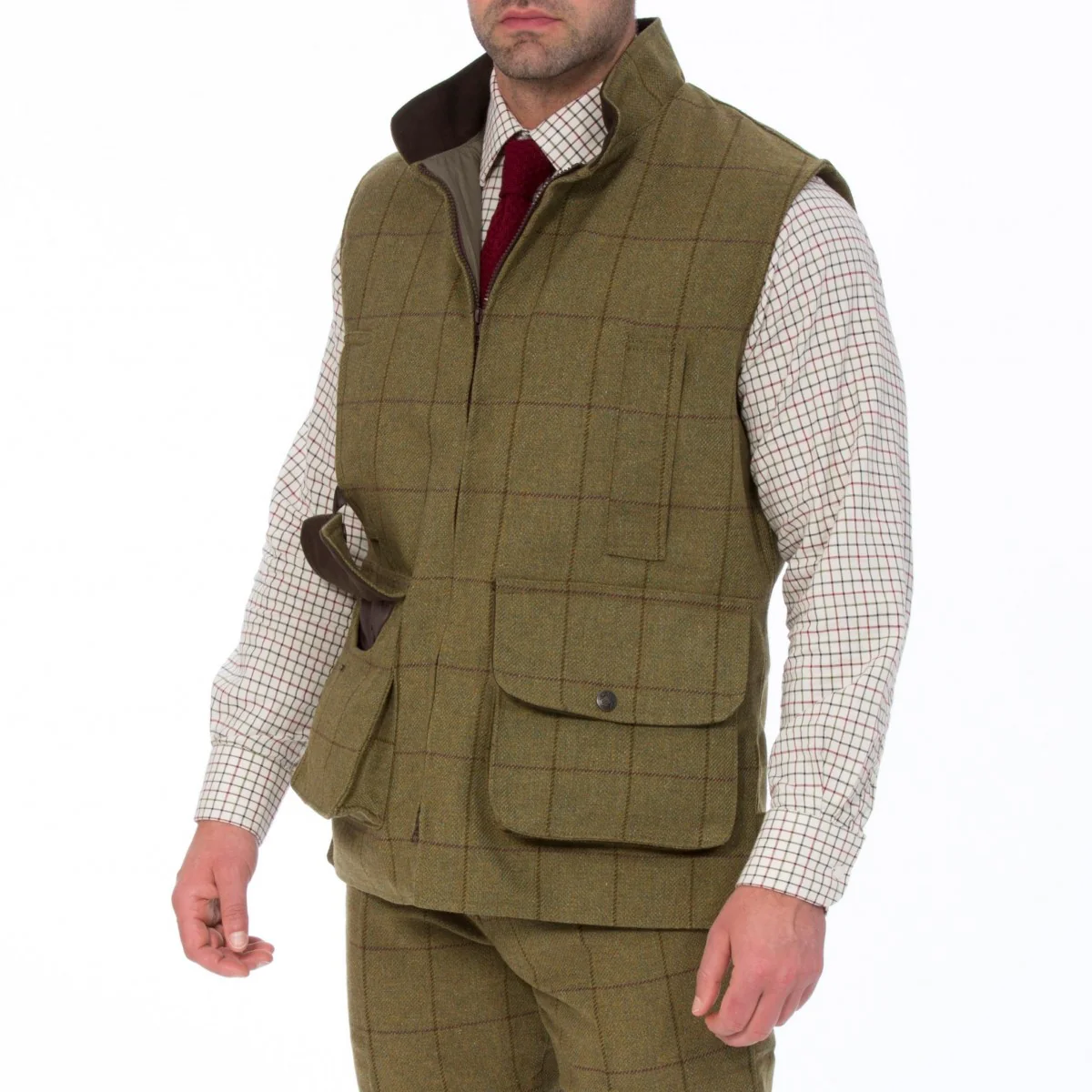ALAN PAINE Rutland Mens Zip Waistcoat - Lichen - Image 5