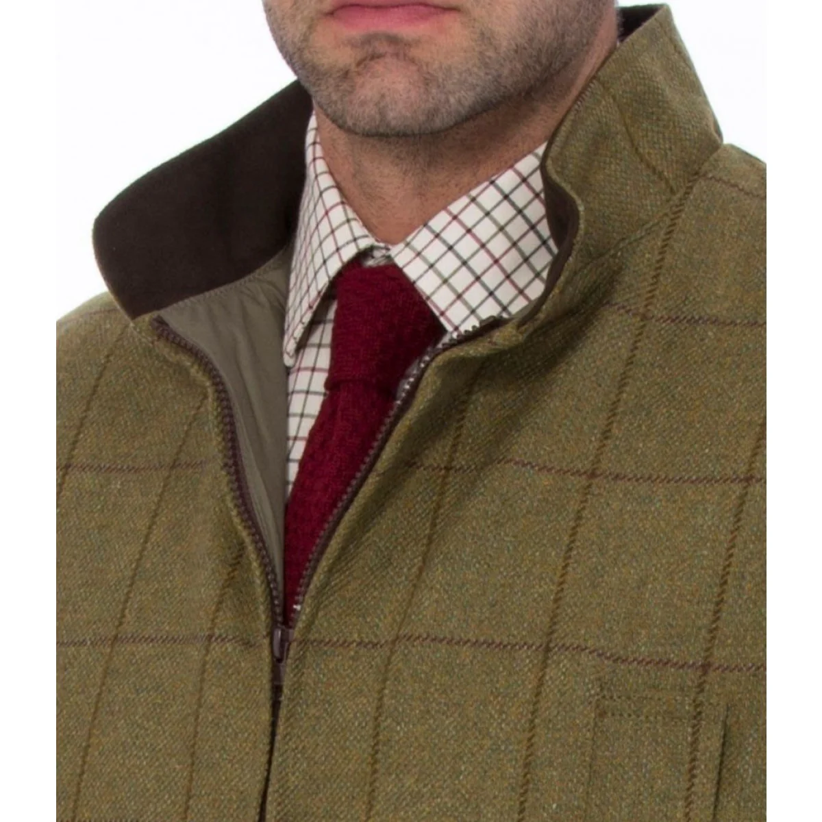 ALAN PAINE Rutland Mens Zip Waistcoat - Lichen - Image 7