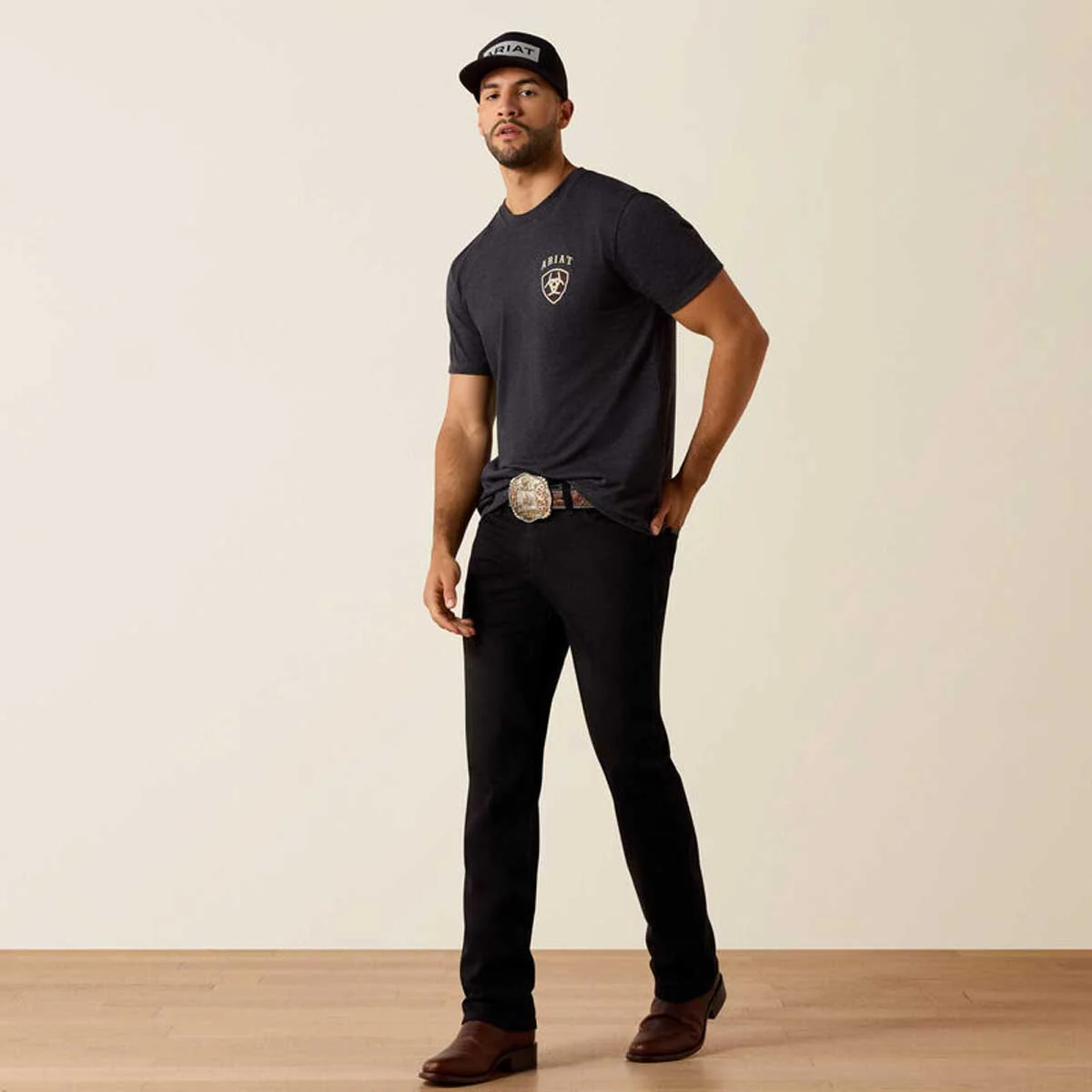 ARIAT American Bison Classic Fit T-Shirt - Mens - Charcoal - Image 2