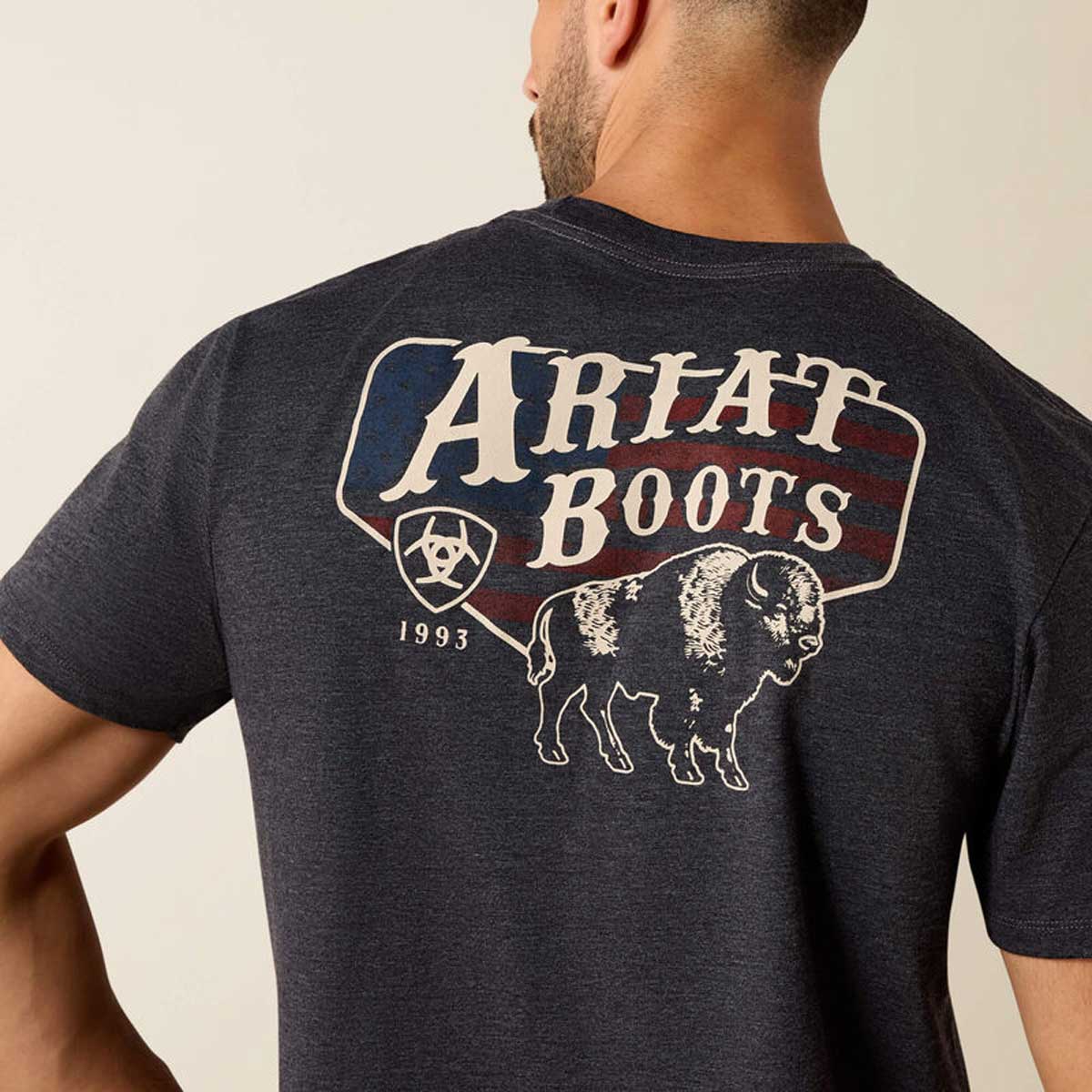 ARIAT American Bison Classic Fit T-Shirt - Mens - Charcoal - Image 4