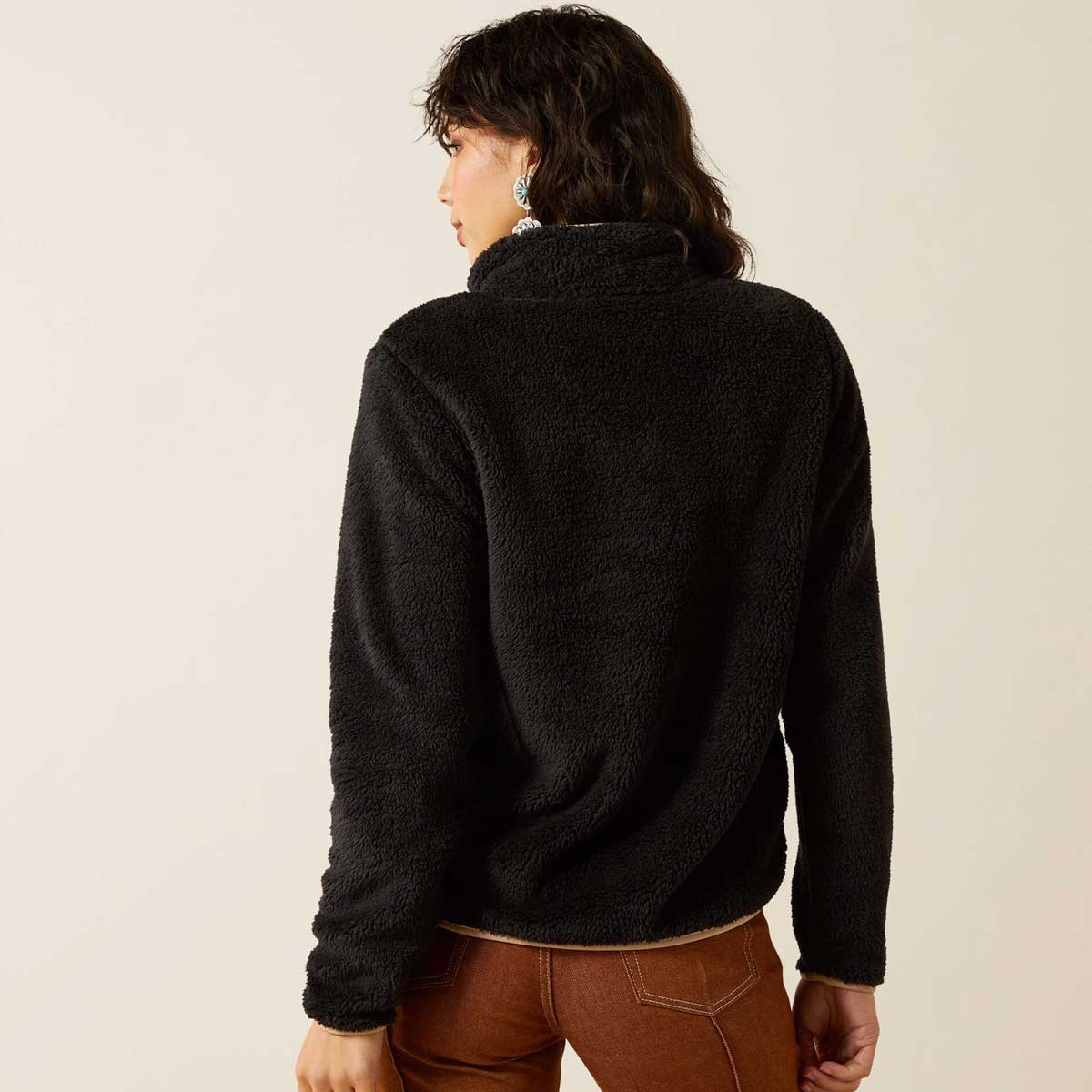 ARIAT Berber Snap Front Sweatshirt - Womens - Black - Image 3