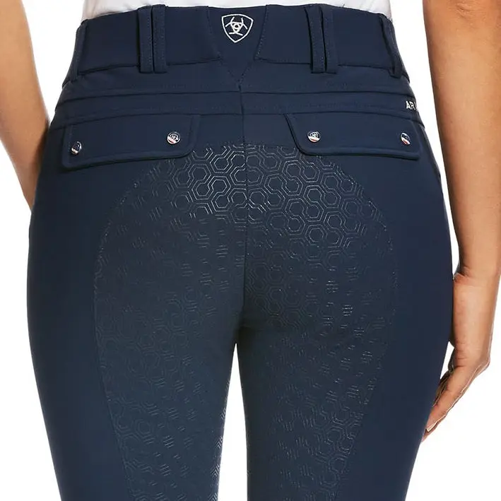 ARIAT Tri Factor Grip Full Seat Breeches – Womens - Navy - Image 4