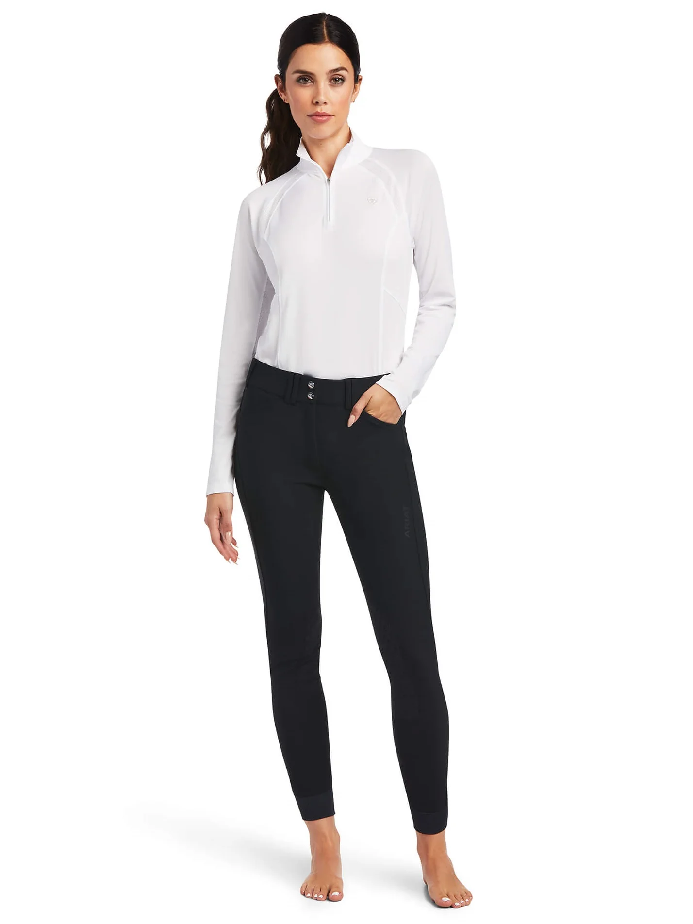 ARIAT Tri Factor Grip Full Seat Breeches – Womens -  Black - Image 5