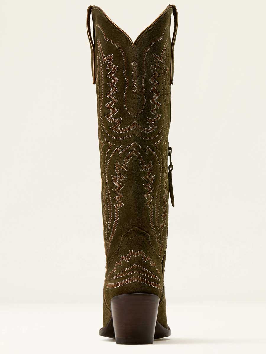 ARIAT Casanova X Toe Western Boots - Womens Cowgirl - Soft Olive Suede - Image 4