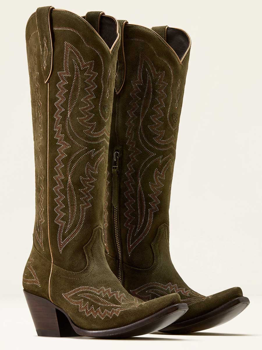 ARIAT Casanova X Toe Western Boots - Womens Cowgirl - Soft Olive Suede - Image 7