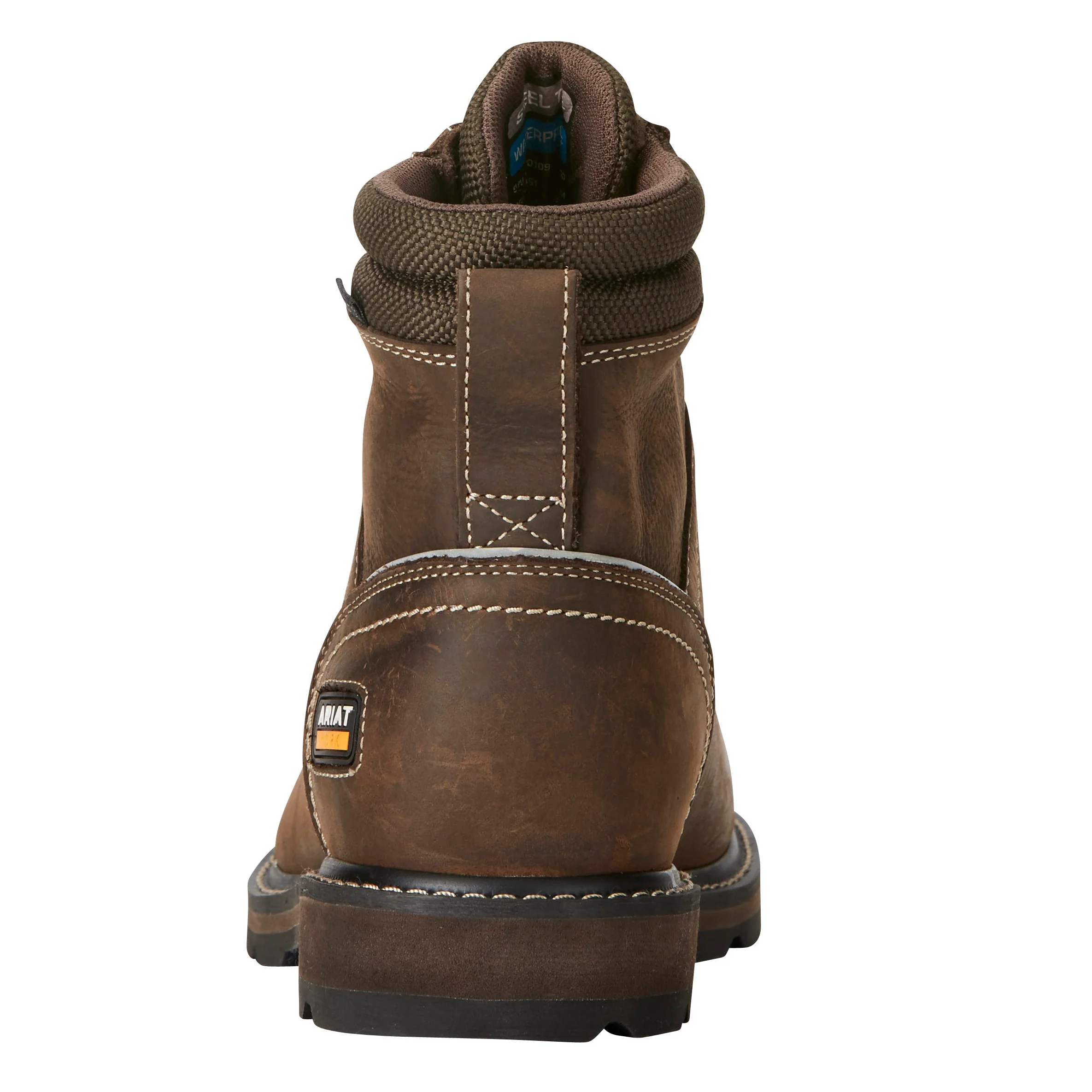 ARIAT Groundbreaker 6" Lace Work Boots - Mens H2O Steel Toe Cap - Dark Brown - Image 5