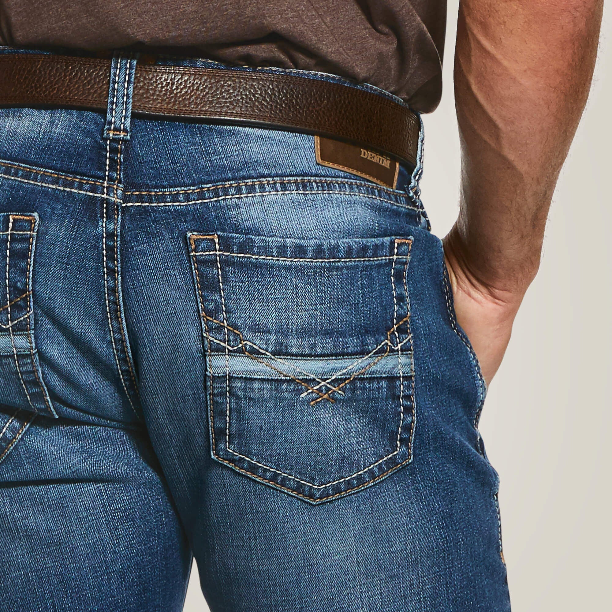 ARIAT M7 Rocker Stretch Nassau Denim Jeans - Men's Straight Leg - Summit Dark Wash - Image 4