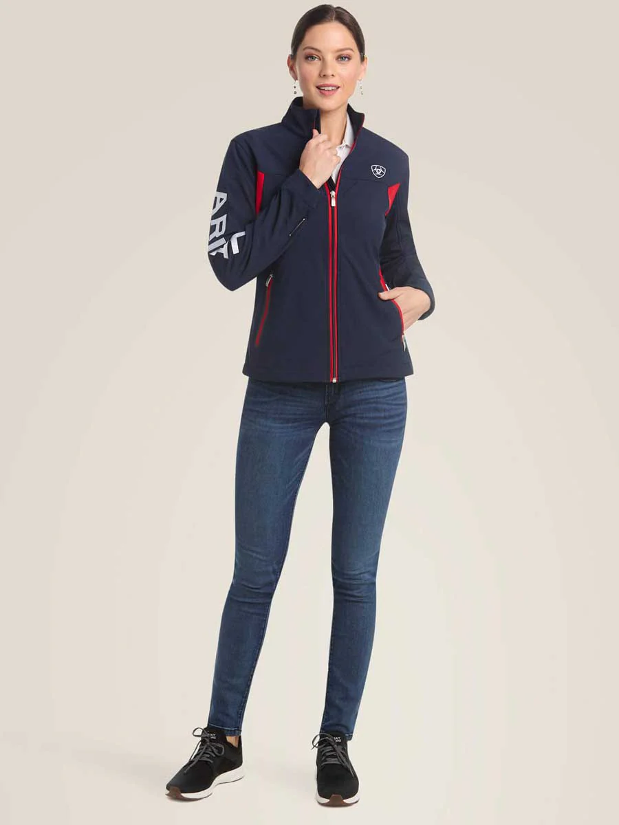 ARIAT New Team Softshell Jacket - Womens - Navy & Red - Image 7