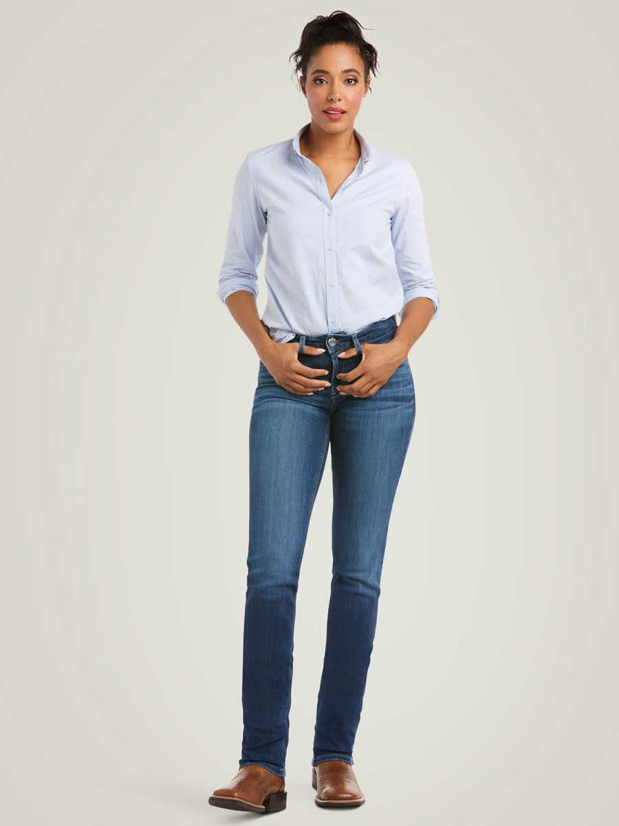 ARIAT R.E.A.L Perfect Rise Abby Straight Jeans - Women's - Mackenzie Blue - Image 6