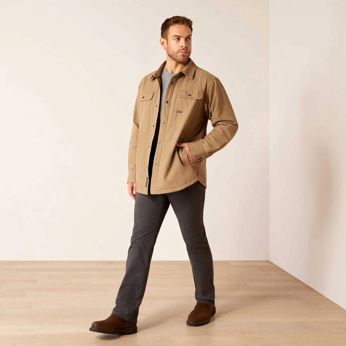ARIAT Rebar Canvas Work Jacket - Mens - Khaki - Image 3
