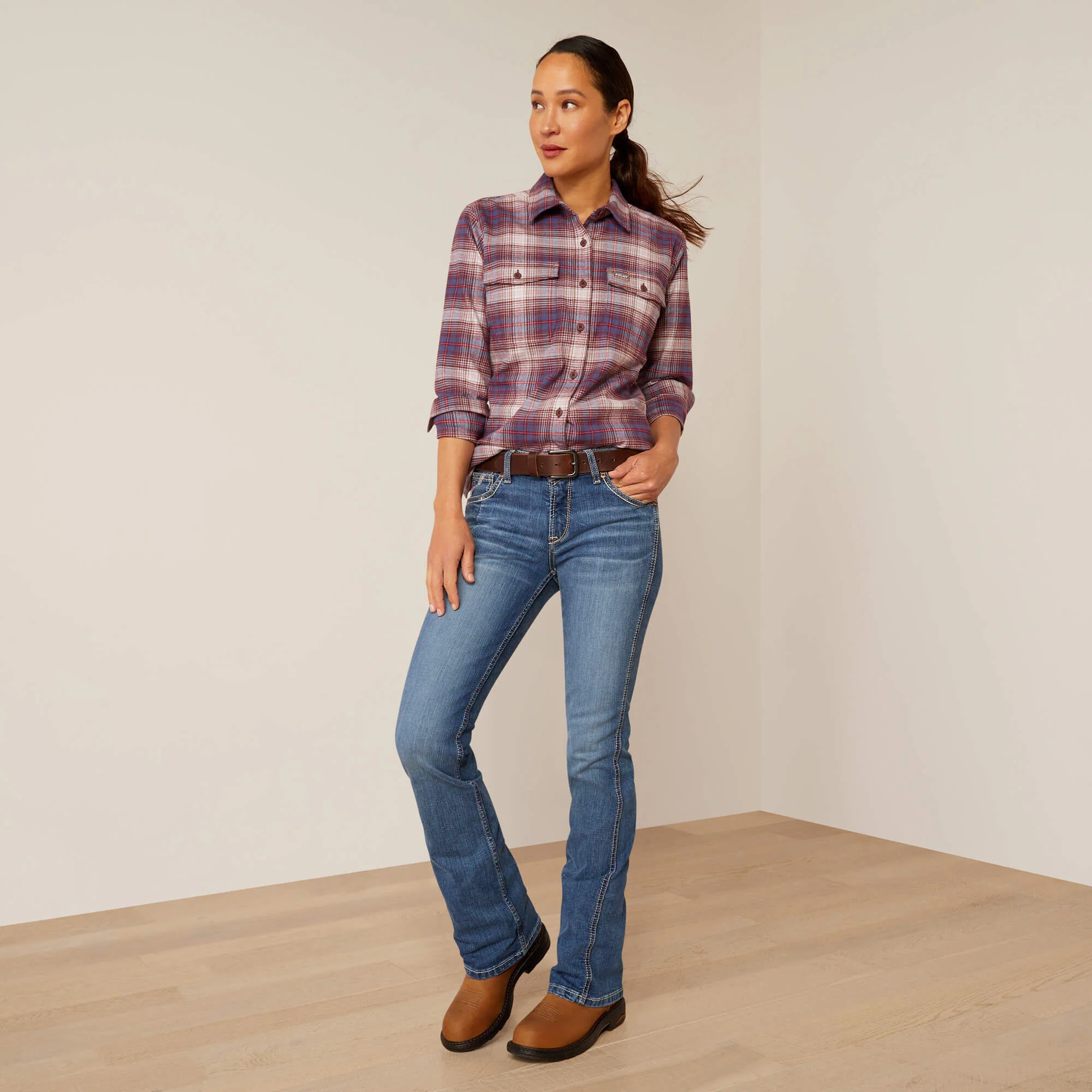 ARIAT Rebar DuraStretch Work Shirt - Womens - Pearl Grey - Image 4