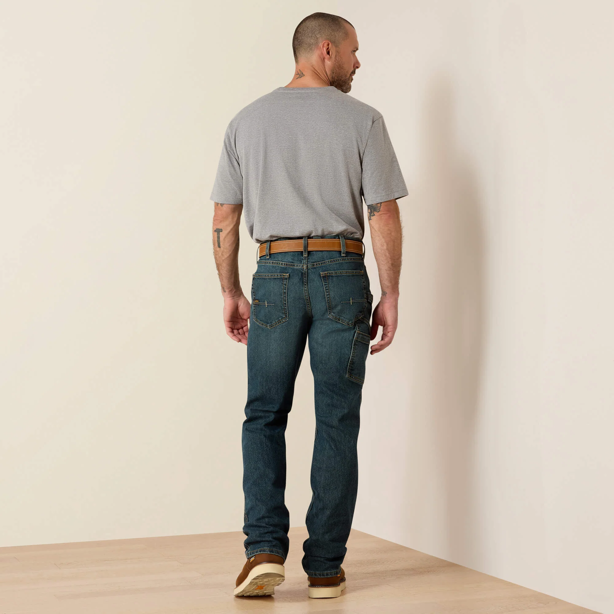 ARIAT Rebar M7 DuraStretch Workhorse Denim Jeans - Men's Slim Straight Leg - McCoy Blue - Image 3